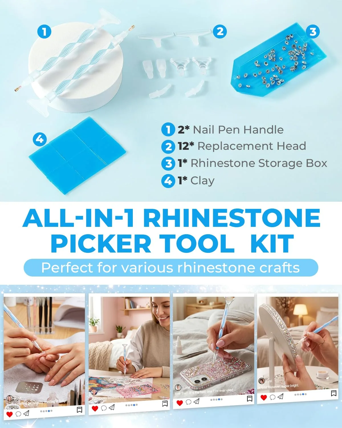 5.0 Pro Rhinestone Picker Tool Kit 16pcs, Bedazzling Pen | Diamond Art Tool