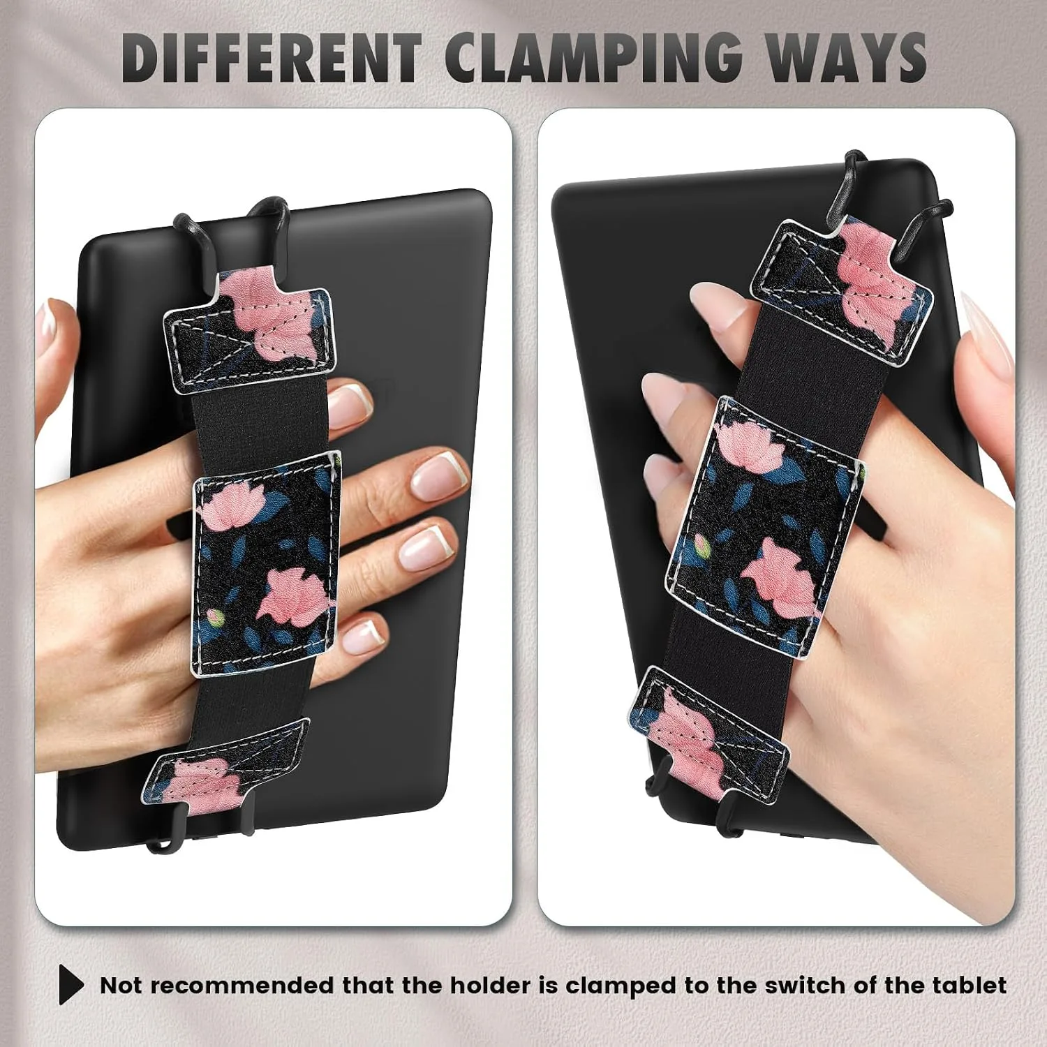 MoKo Soft Hand Strap for 6-8" Kindle eReaders Fire Tablet, Black & Pink
