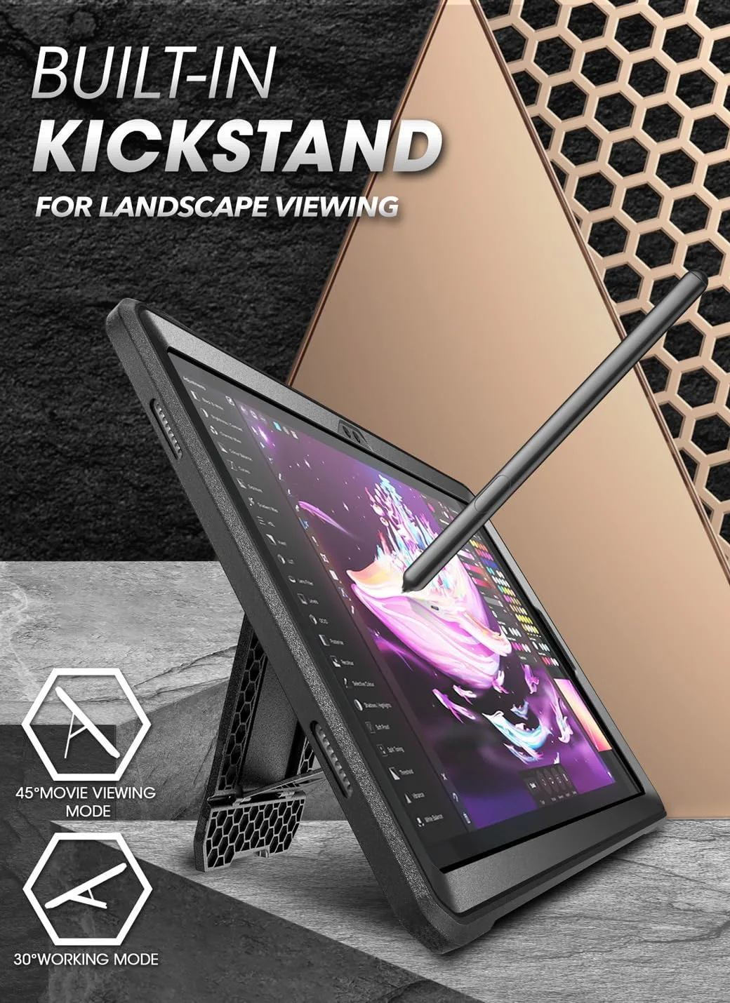 SUPCASE for Samsung Galaxy Tab A9 Plus Case 11" 2023 with Kickstand, Black