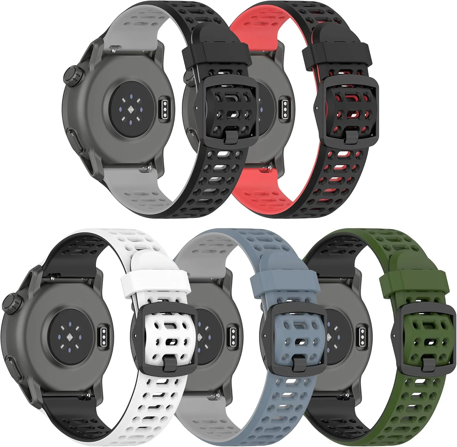 E ECSEM Compatible with COROS PACE 2 & COROS APEX 42mm & COROS APEX 2 Bands Two-Toned Silicone Breathable Replacement Sport Strap Quick-Release Wristband for COROS PACE 2 Smart Watch Women Men