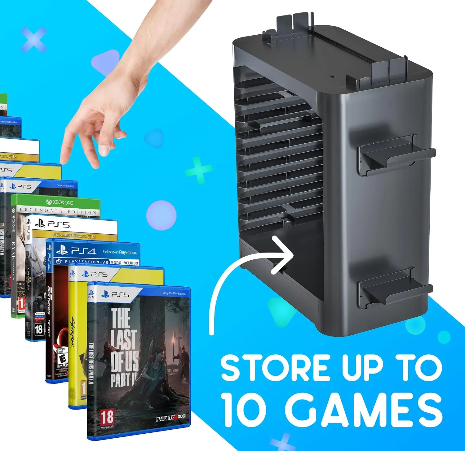 NS Compatible Nintendo Switch Games Holder, Nintendo Switch Stand - Black