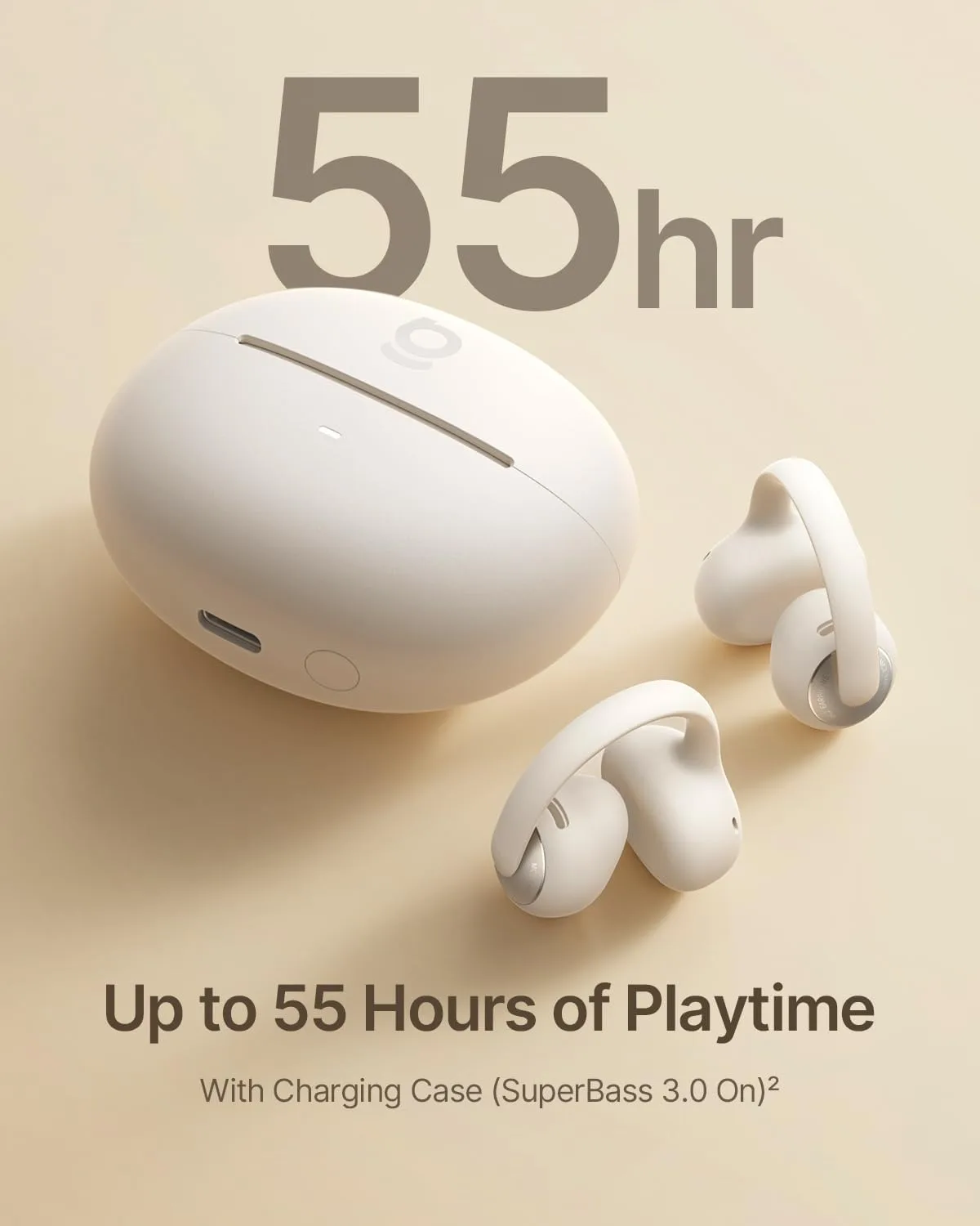 Baseus Bowie MC2 Open Ear Clip On Earbuds, CloudComfort 2.0 Wrap-Around Design, LDAC Hi-Res Audio, Bluetooth 6.0, 55H Playtime, 4-Mic AI Clear Call, IP67 Waterproof for Running Gym Workouts