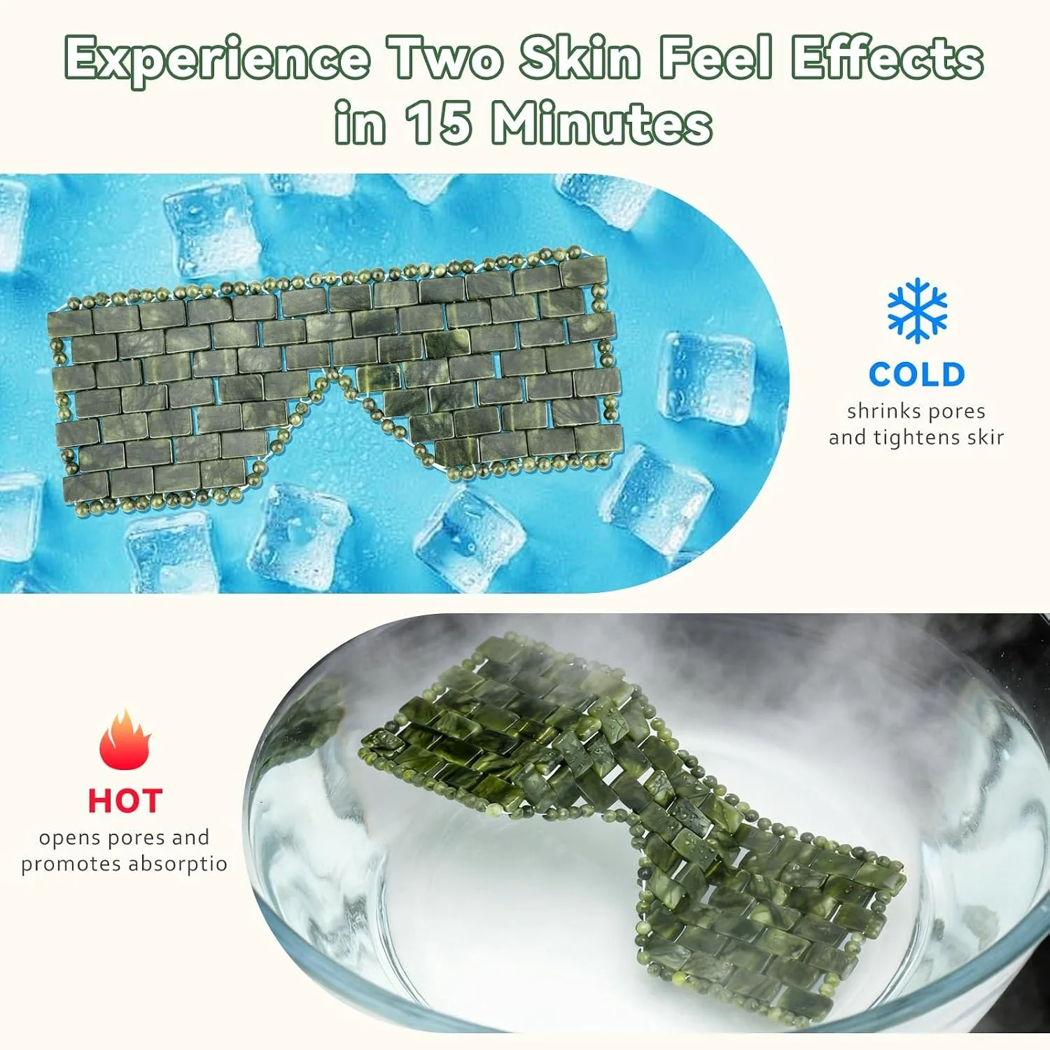 gemshan 3Pcs Jade Eye Mask and Resin Hair Comb Set, Natural Green Jade Cooling Eye Mask + Resin Guasha Scalp Massager, for Eye Fatigue & Head Stress Relief, Ideal Gift for Esthetician Home Use