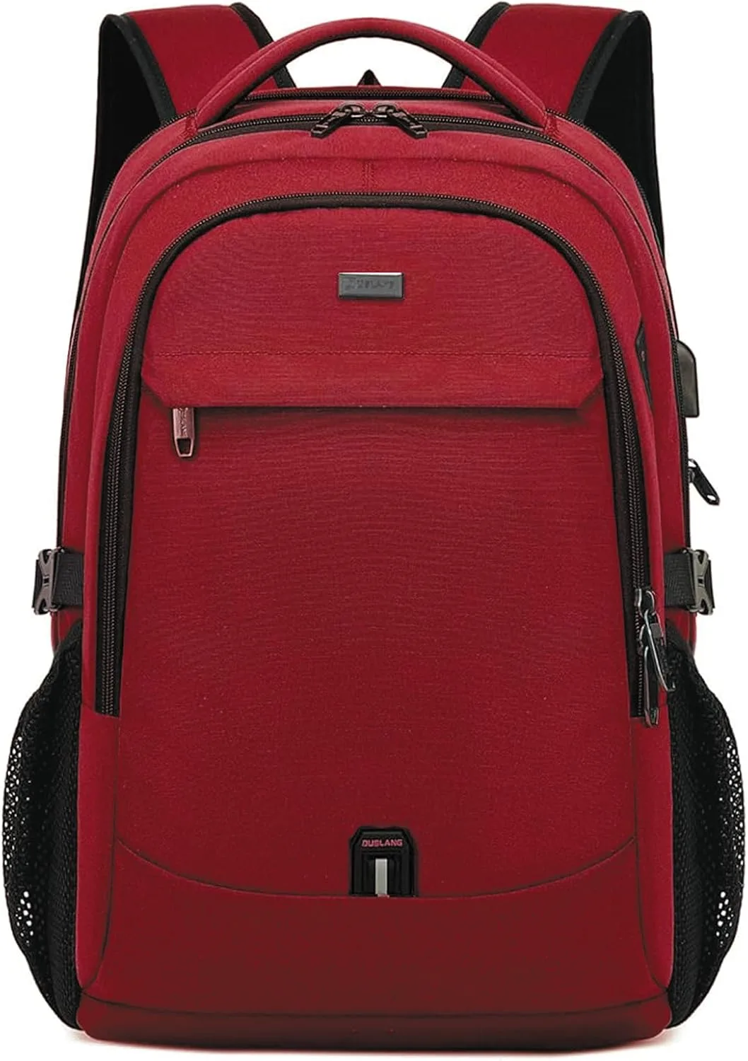 Mochila para laptop Duslang 17 pulgadas con puerto USB para carga color rojo