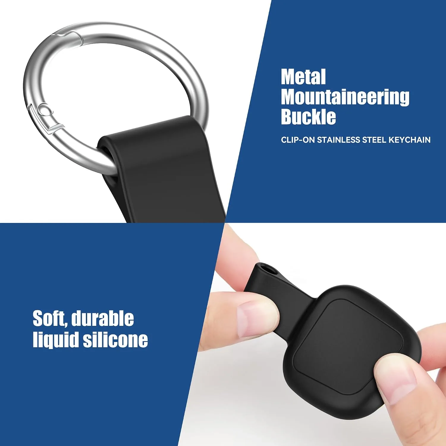 DDJ 4-Pack Waterproof Silicone Cases for UGREEN Tracker Tags (iOS Only), Smart Finder Holders with Key Rings, Full-Cover Shockproof and Scratch-Resistant for Keys, Bags, Luggage and Pet Collars, Black