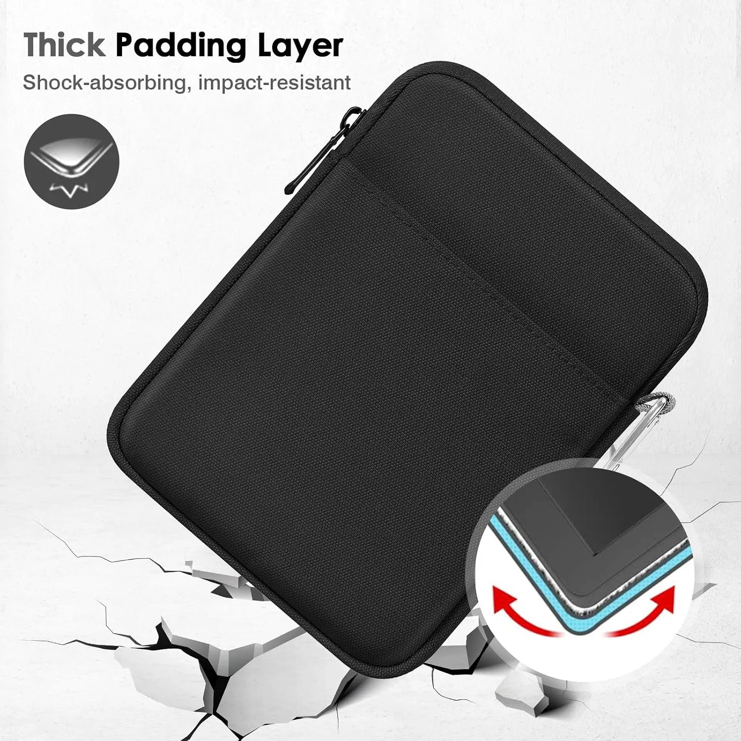 MoKo Padded Ereader Sleeve Case for 6-7 inch Tablet Bag, Compatible with 7" eReader Colorsoft Signature Edition 2024, 6" Kobo, 6" Nook, Black