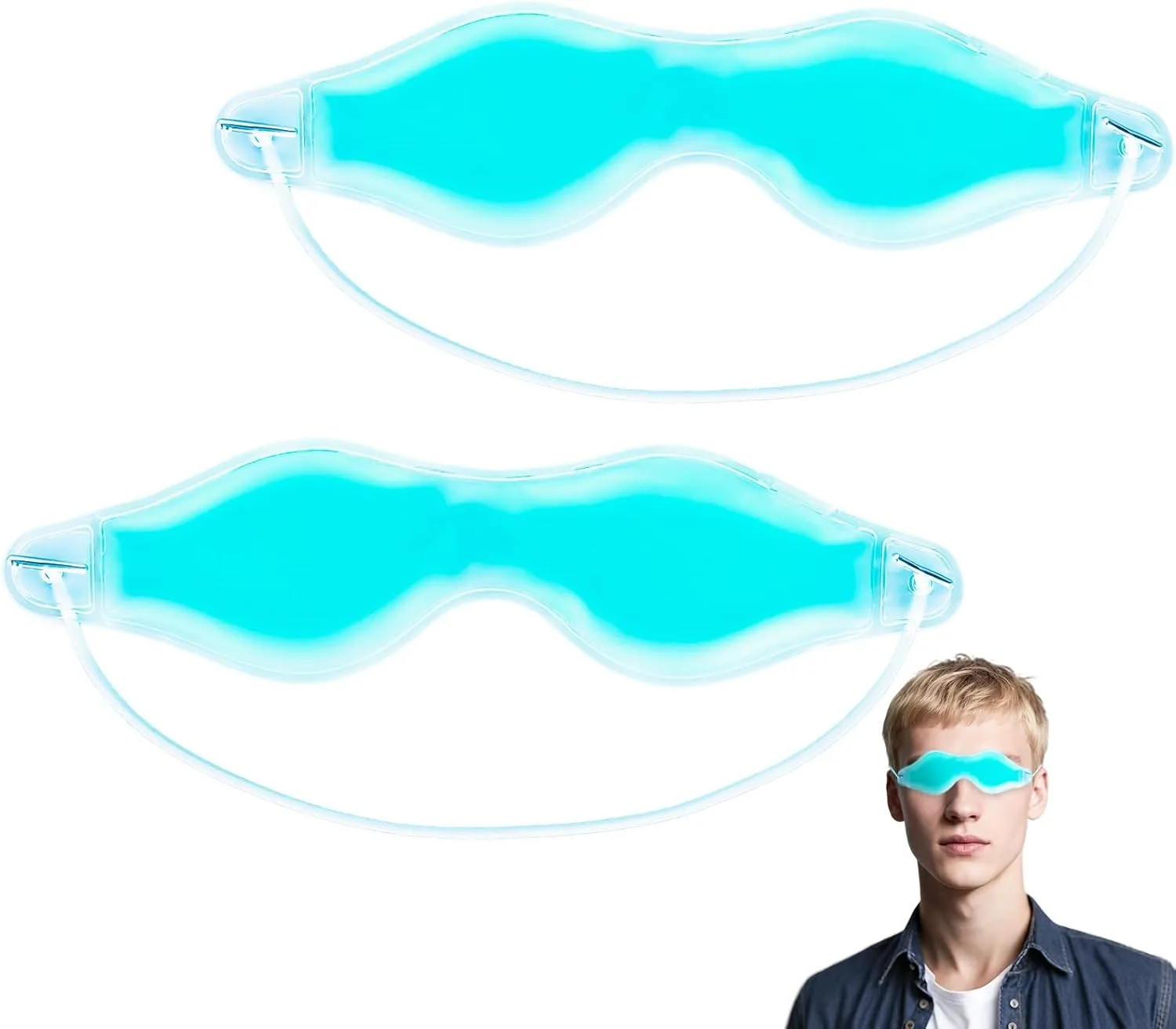 Cooling Eye Mask - Gel Ice Pack Reusable Cooling Eye Pads and Under Patches,Eye Hot Cold Treatment for Redness,Pain Relief Relax (Blue)