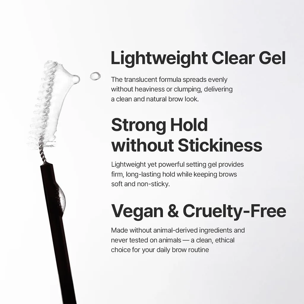 Espoir Laminating Eyebrow Clear Gel, Easy Shaping with Uniquely Designed Applicator, Long-Lasting & Smudge-Free, Non-Sticky and Lightweight Formula, Natural Look, Vegan, 0.1 fl oz