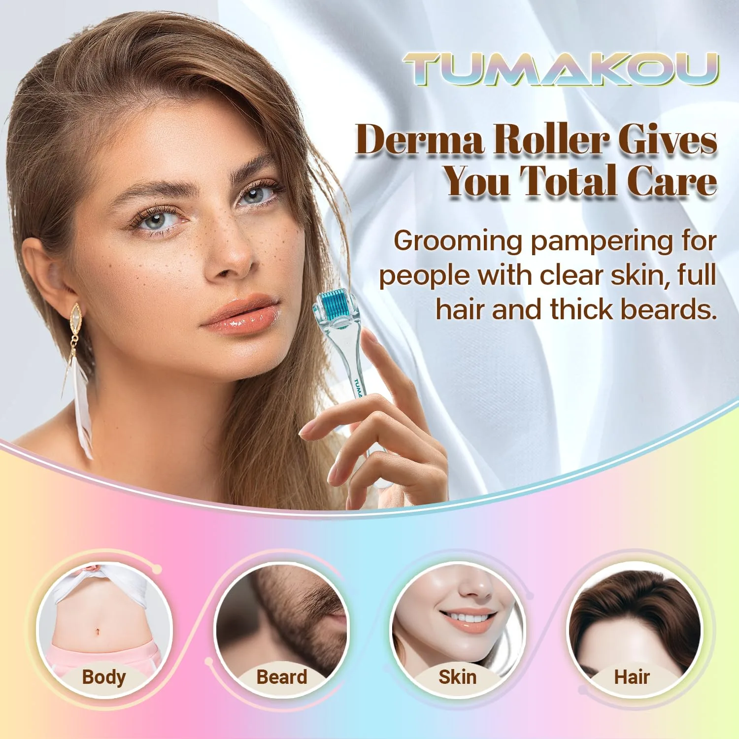 Derma Roller - TUMAKOU Microneedling Microneedle Roller for Face Scalp Hair