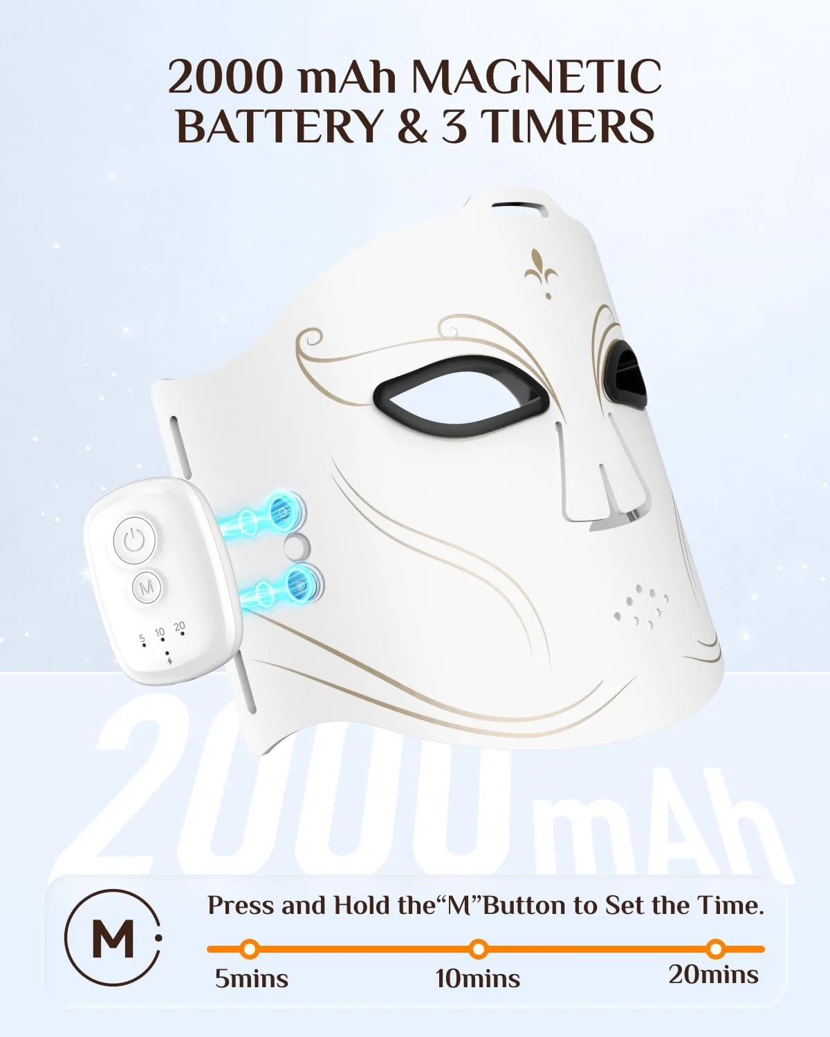 LED Face Mask Light Therapy, Wireless Red Light Therapy Mask, 400 LEDs