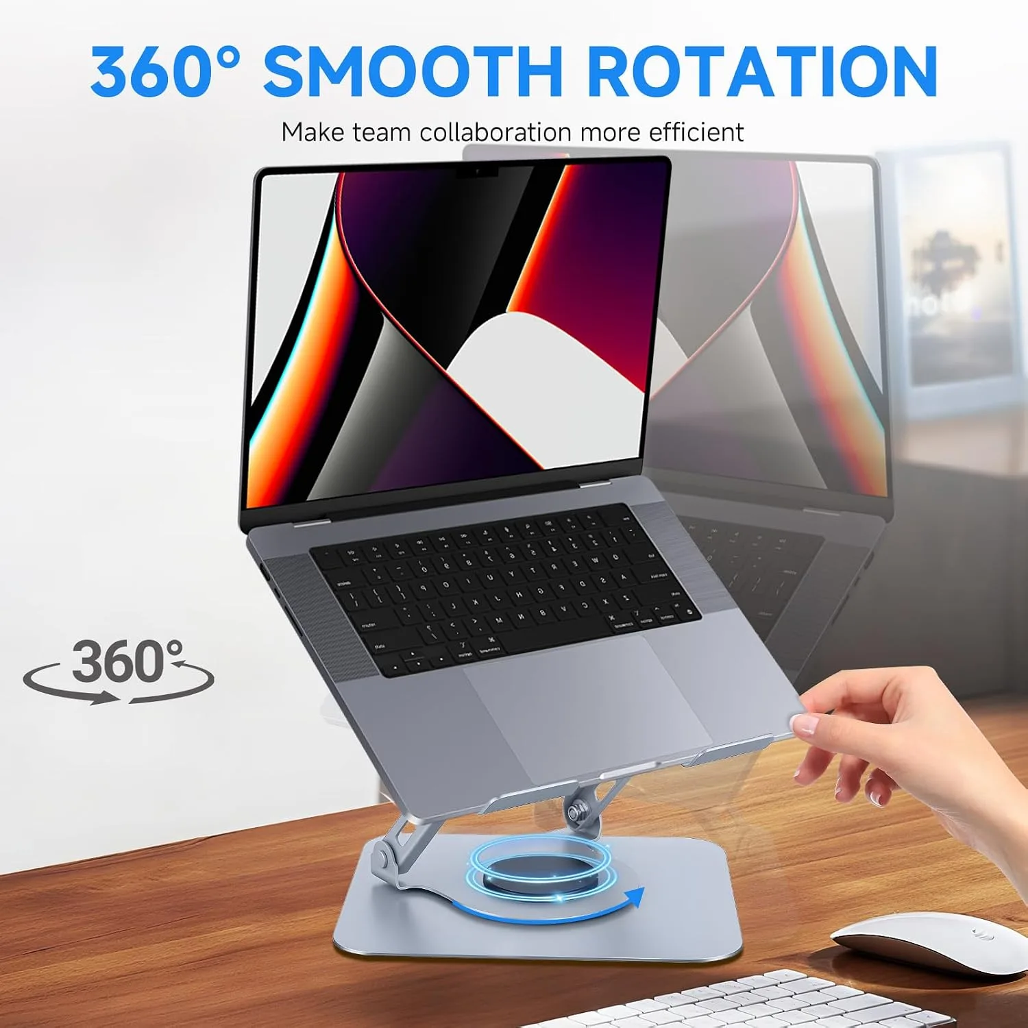 Leeboom 360° Rotating Laptop Stand, Aluminum Riser with Ergonomic Design