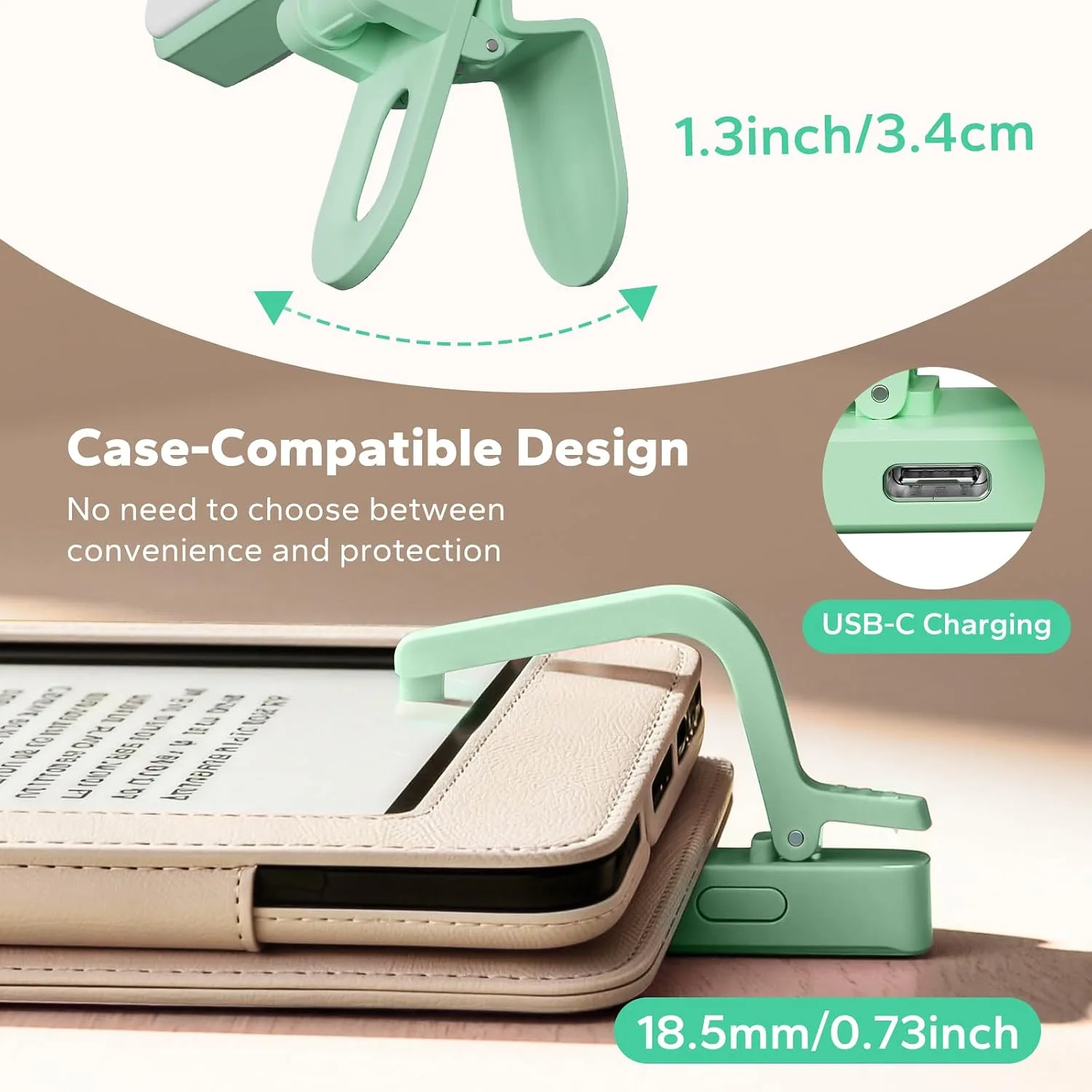 (Fit All Cases) Page Turner for Kindle,Portable Selfie Light,Reading Timer Tracker,Book Light for Kindle,iPad,iOS Android. Clicker for Kindle for Camera Video Recording and Selfie Shutter(K3-Green)