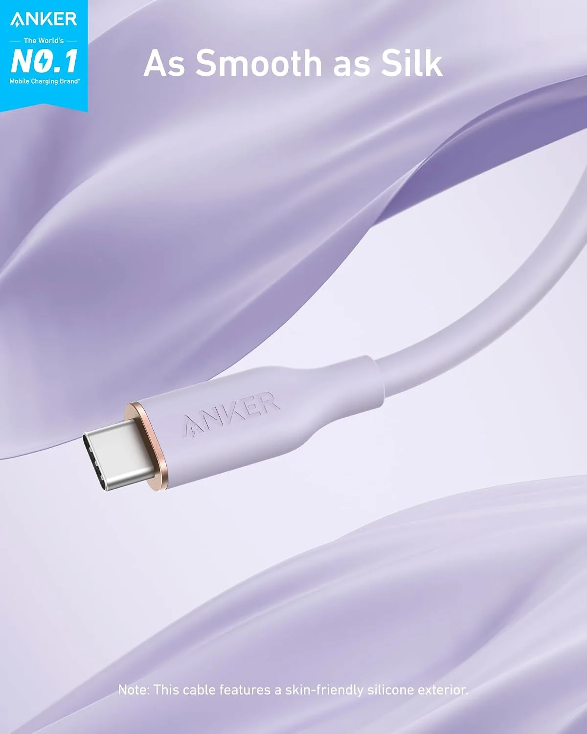 Anker USB C Cable, 240W Type C Fast Charging Cord (1-Pack, 6 ft, Purple)