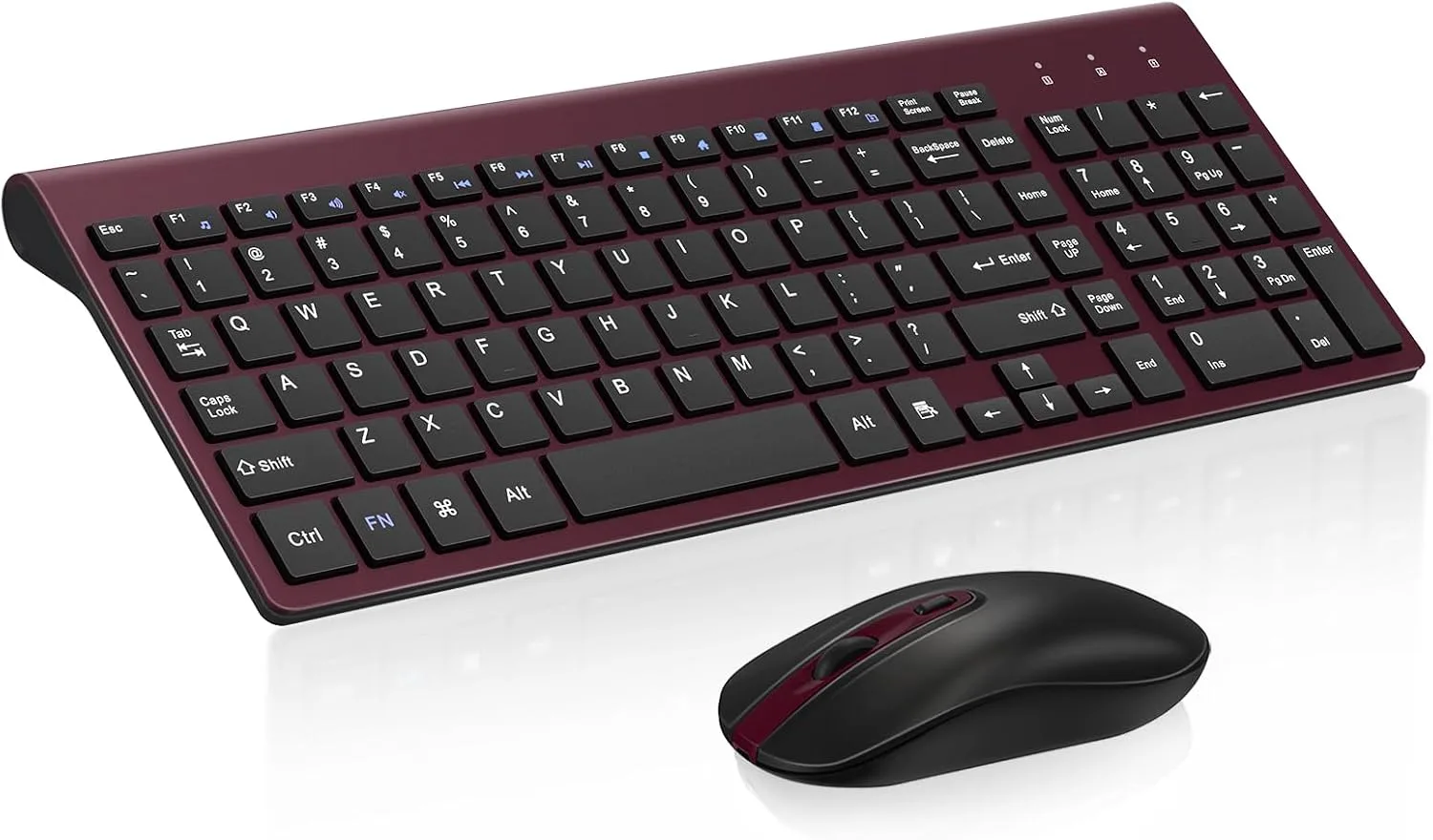 cimetech Wireless Keyboard and Mouse Combo - Burgundy Black