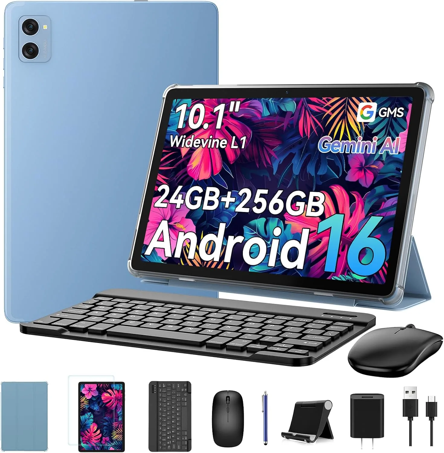 Tablet, 10 Inch Tablet With Keyboard, Android 16 Tablet, 24GB RAM 256GB ROM