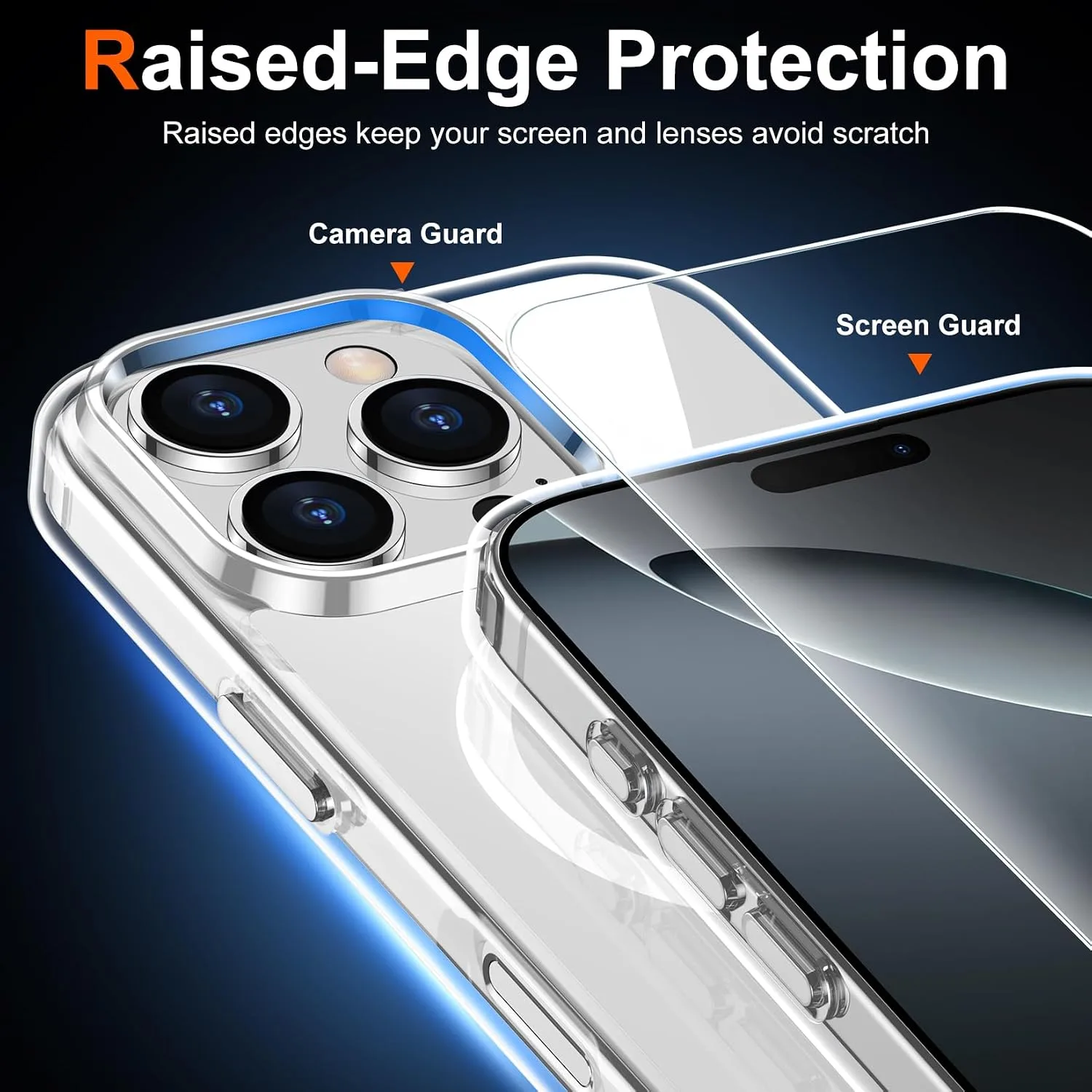 Temdan for iPhone 16 Pro Case with Screen Protector Clear
