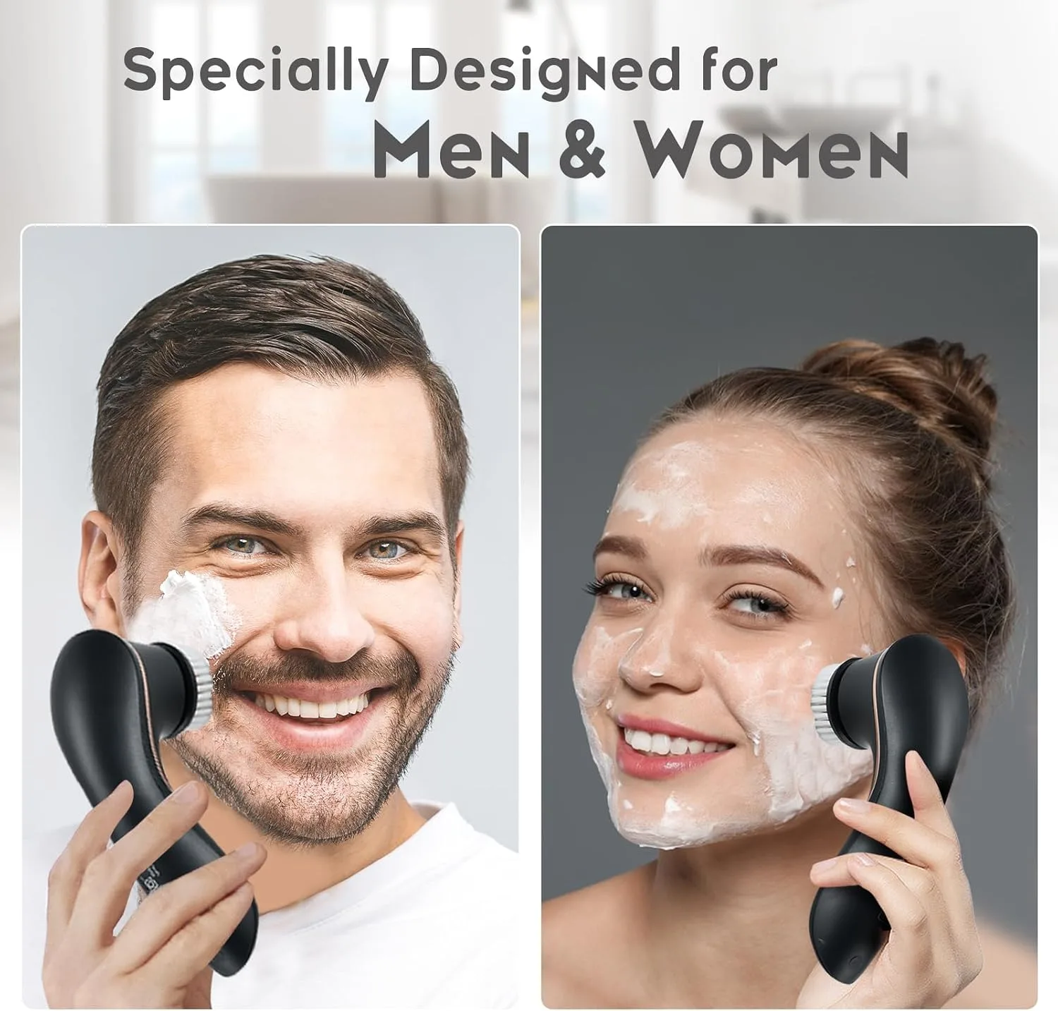 Facial Cleansing Brush, Rechargeable Electric Face Scrubber, 2-Speed Modes