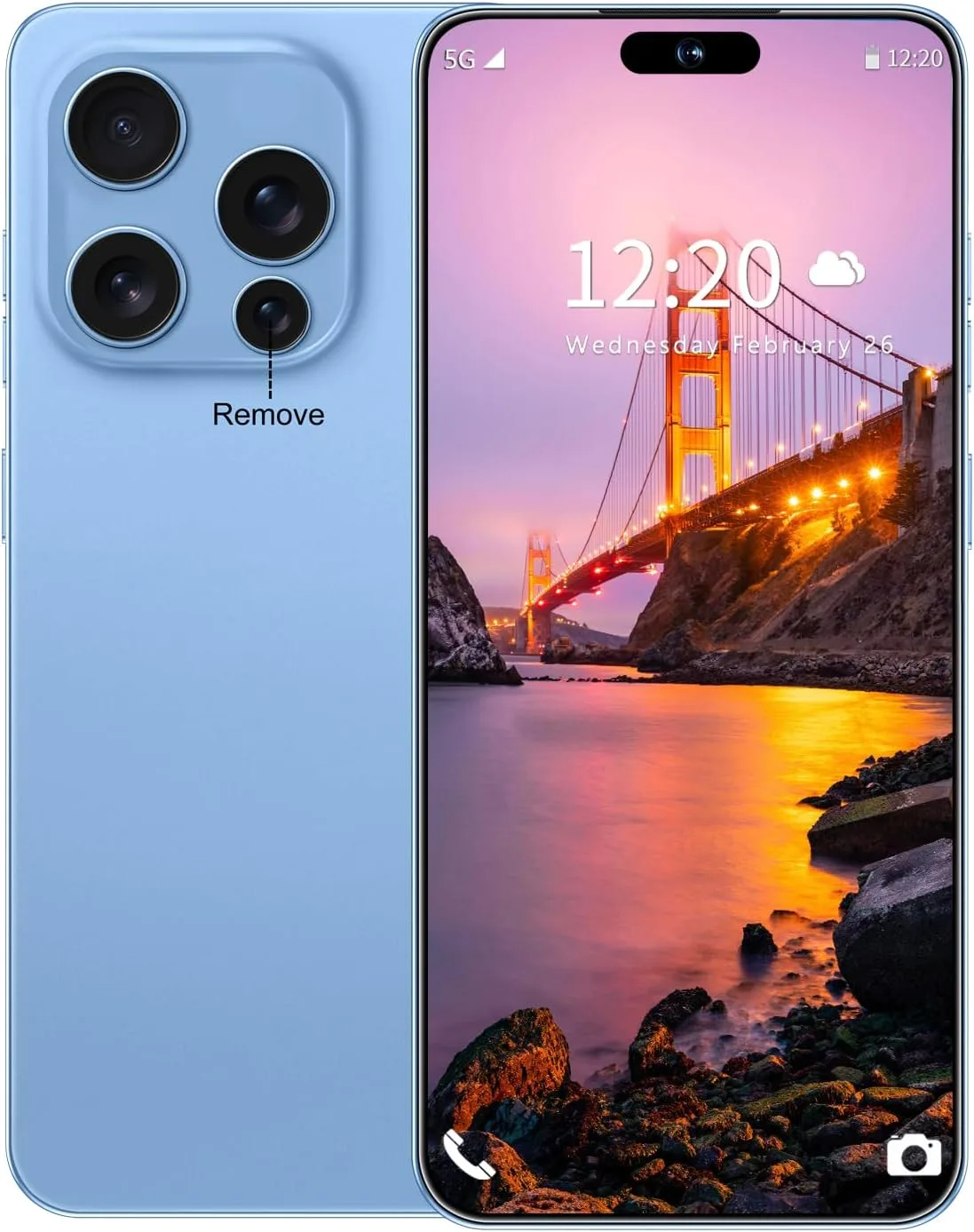 Huness I16 PM 16+1TB Smartphone Unlocked Cell Phone,6.99" HD Screen Unlocked Phones,Battery 7000mAh Android 14,Face ID/Fingerprint Button unlock/Photos/5G/Dual SIM/GPS (Blue)