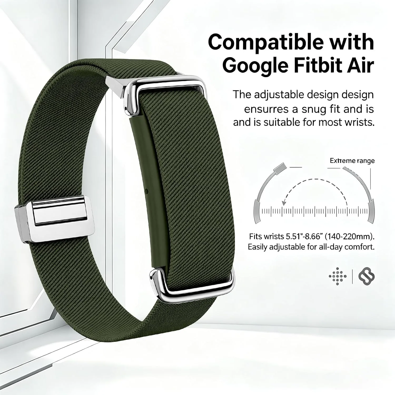 Magnetic Sport Nylon Band Compatible with Google Fitbit Air Active Band