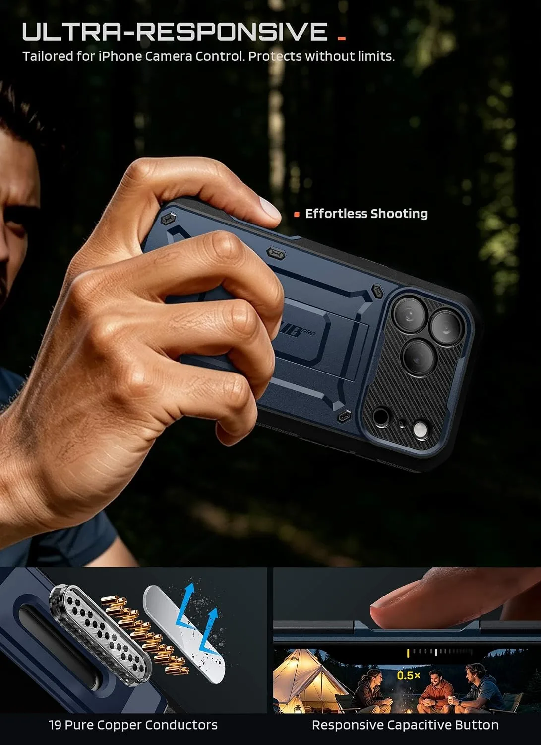 SUPCASE for iPhone 18 Pro Case / 17 Pro Case with Belt Clip, Azure