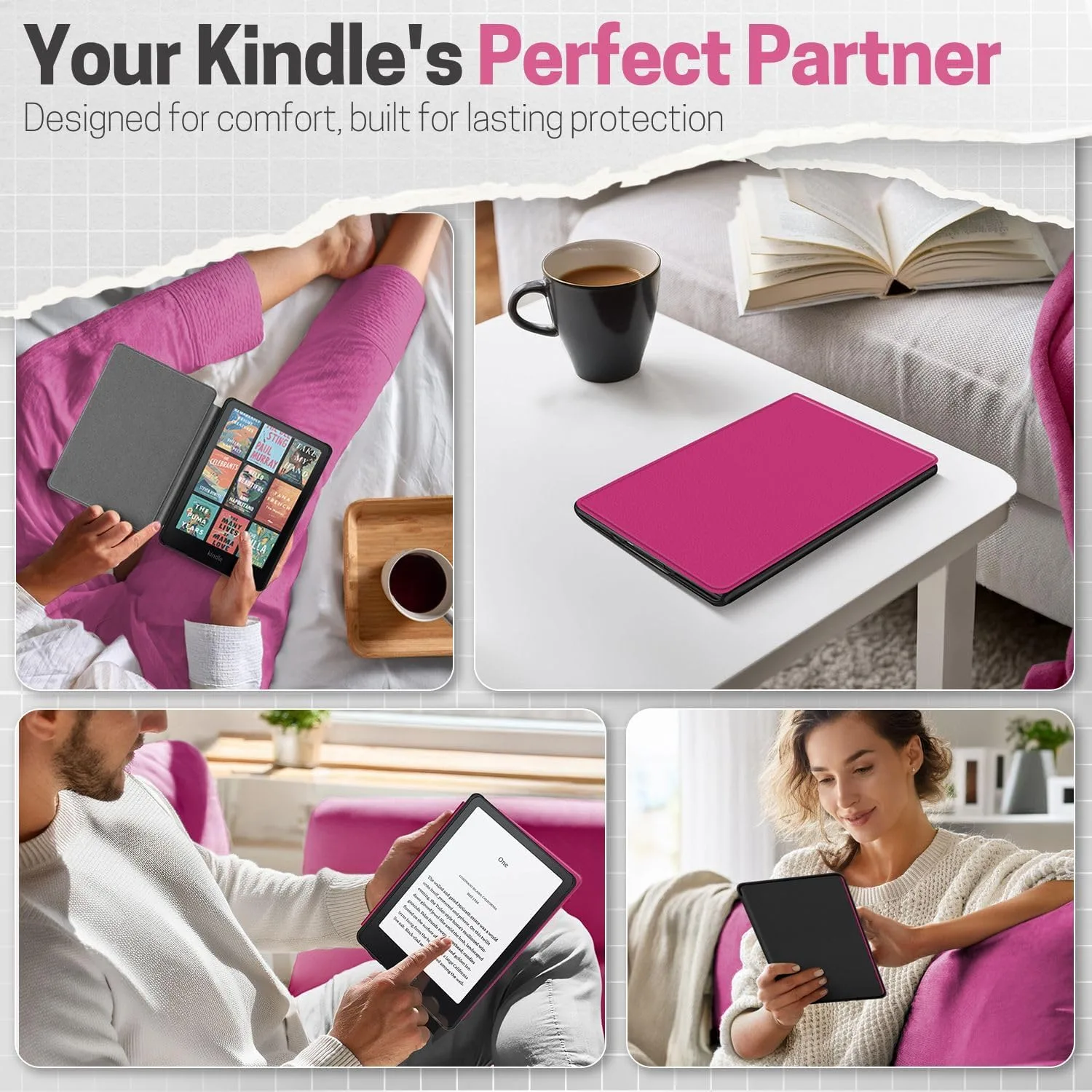 TNP Kindle Paperwhite 12th Gen Case, Colorsoft 7-Inch Cover, Hot Pink