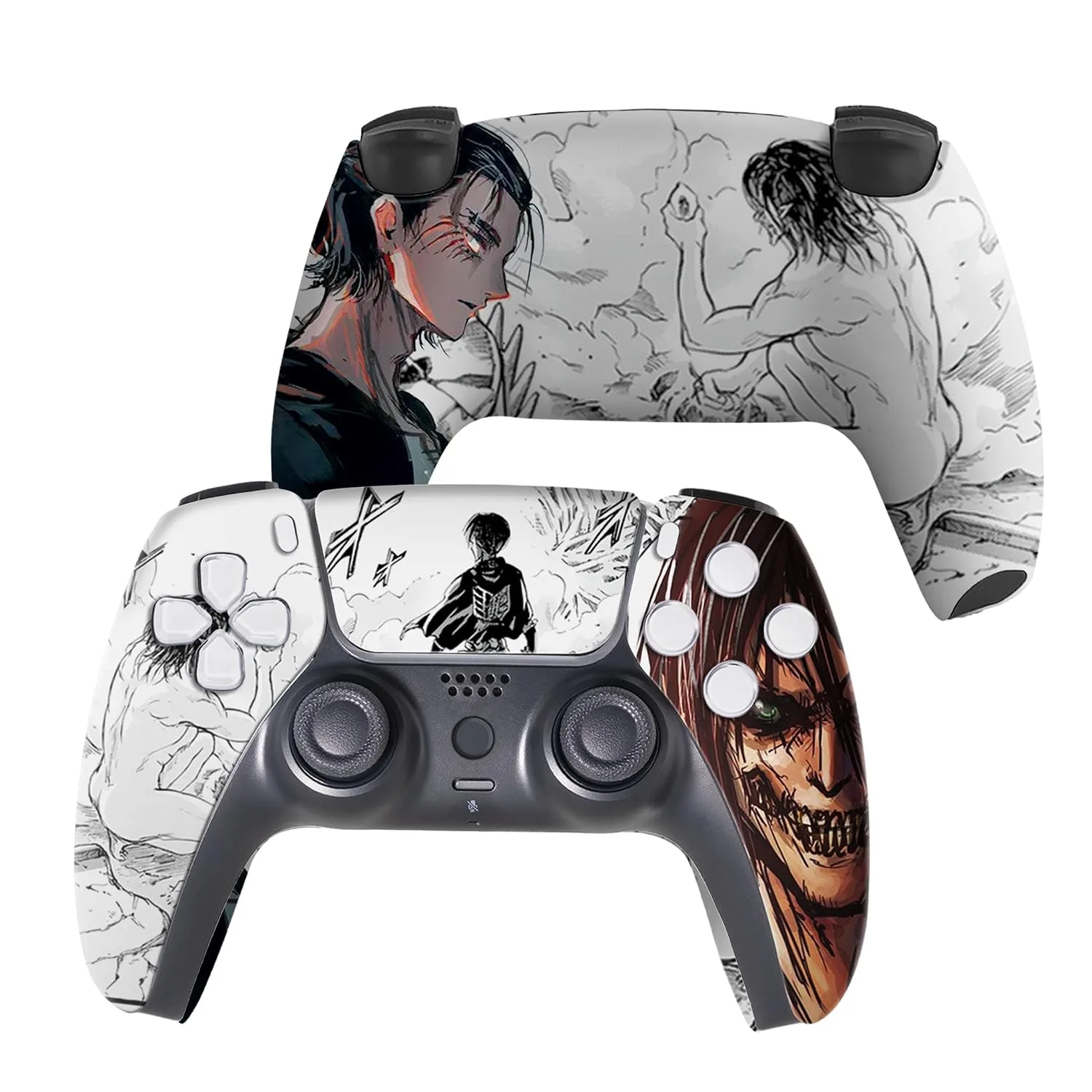 Attackk on Tittan Custom PS-5 Controller Wireless compatible with Play-Station 5 Console by BCB Controllers | Proudly Customized in USA with Permanent HYDRO-DIP Printing (NOT JUST A SKIN) (MODDED).