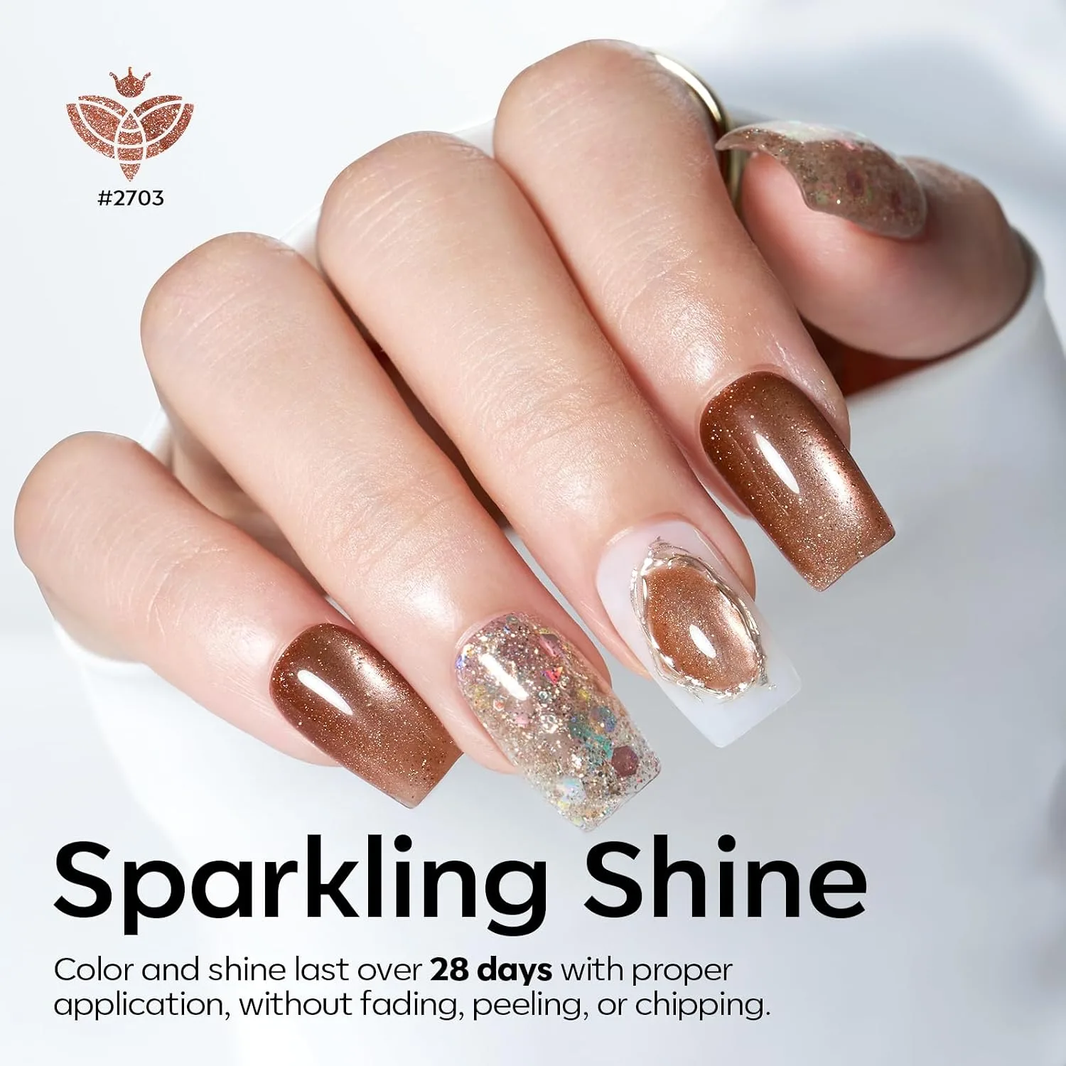 modelones Cat Eye Gel Nail Polish Set Glitter 6Colors Nude Brown