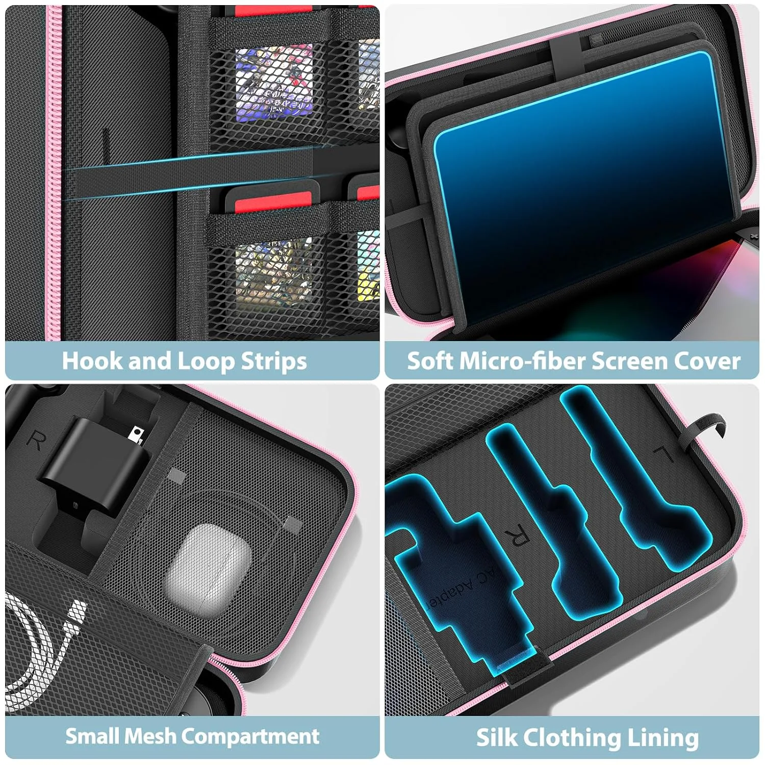 OIVO Carrying Case Compatible with 2025 Nintendo Switch, Portable Switch 2 Travel Carry Case Fit for Joy-Con 2 & Adapter, Hard Shell Protective Pouch Bag with 24 Game Slots, Pink