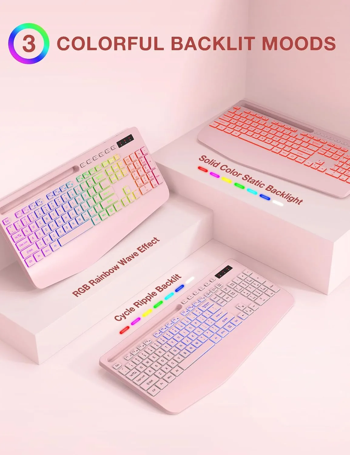 SABLUTE Wireless Keyboard and Mouse Combo, 9 Backlit Effects, RGB, 2.4GHz