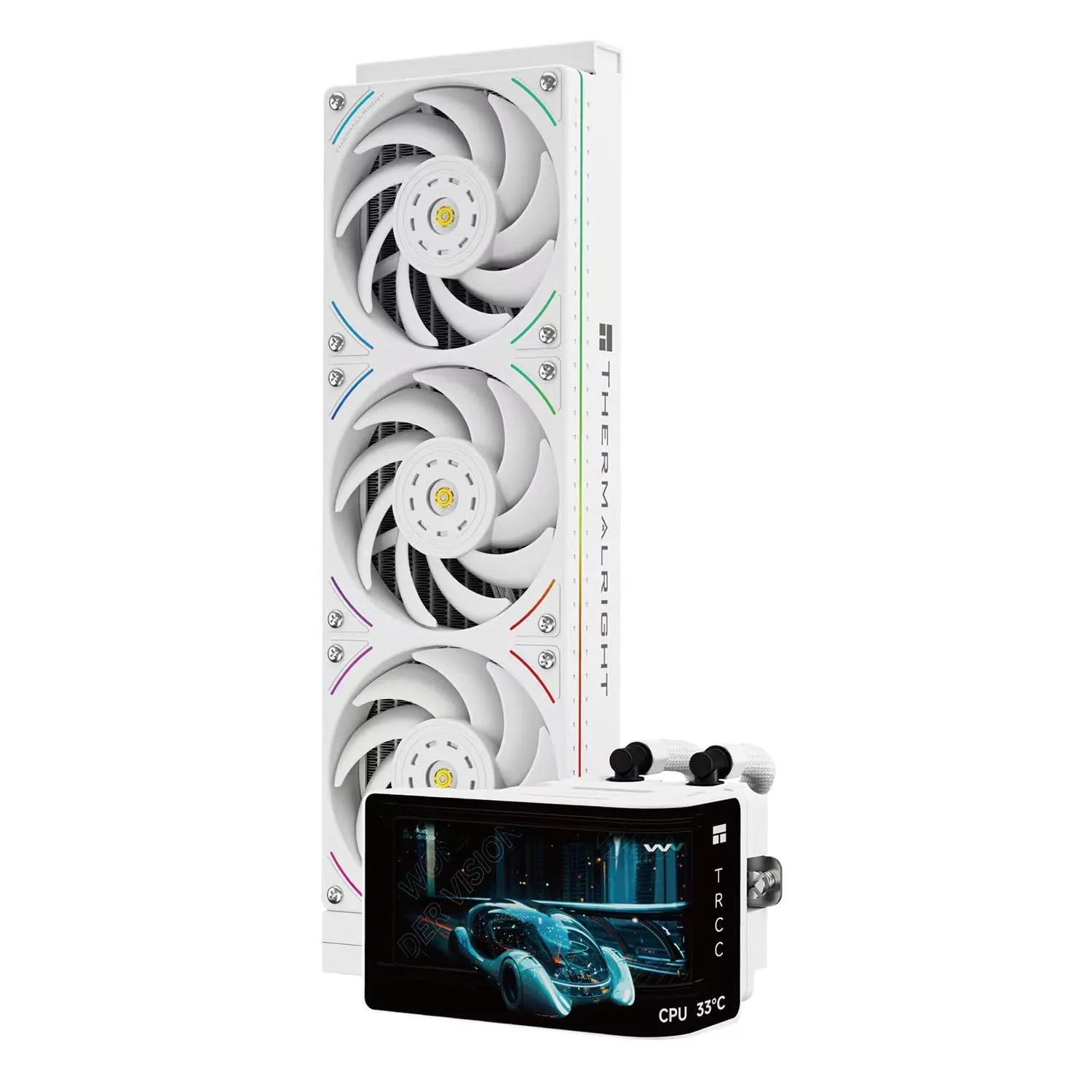 Thermalrlght Wonder Vision 360 UB ARGB White CPU Water Cooler,CPU Water Cooling System,6.67inch Curved Screen with 2400x1080 Resolution,for AM4/AM5,LGA1851/1700,7:3 Visual Scale Screen Ratio for 3D