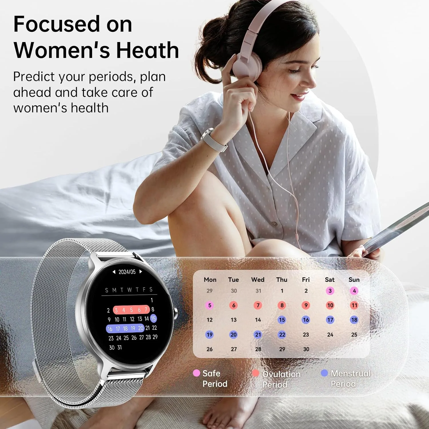 Smart Watch for Women, 1.27" HD AMOLED Smartwatch with Answer/Call for iPhone/Android/Samsung, Fitness Tracker with 120+ Sport Modes, Heart Rate/Sleep/Health Monitor, IP68 Waterproof