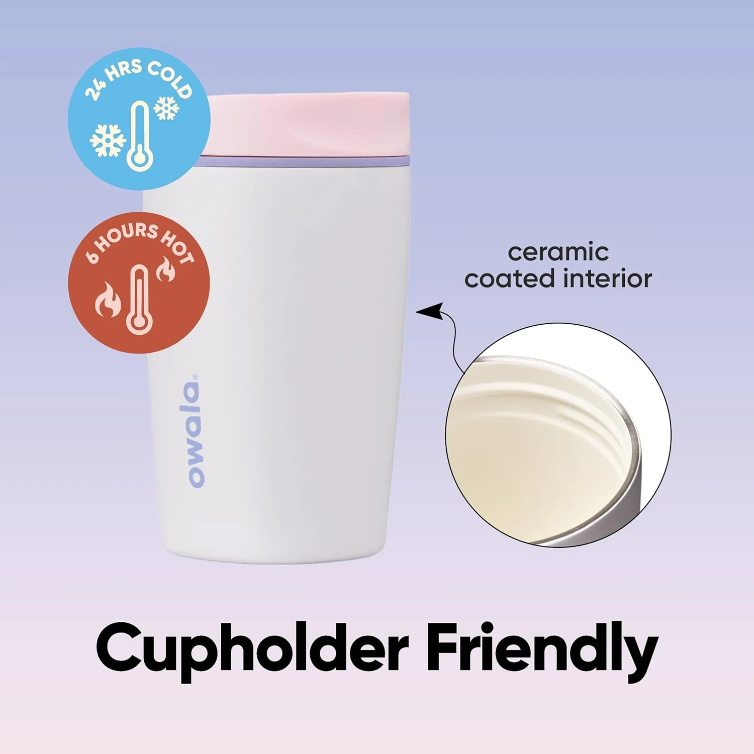 Owala SmoothSip Slider Insulated Travel Coffee Cup 12 oz Candy Coated
