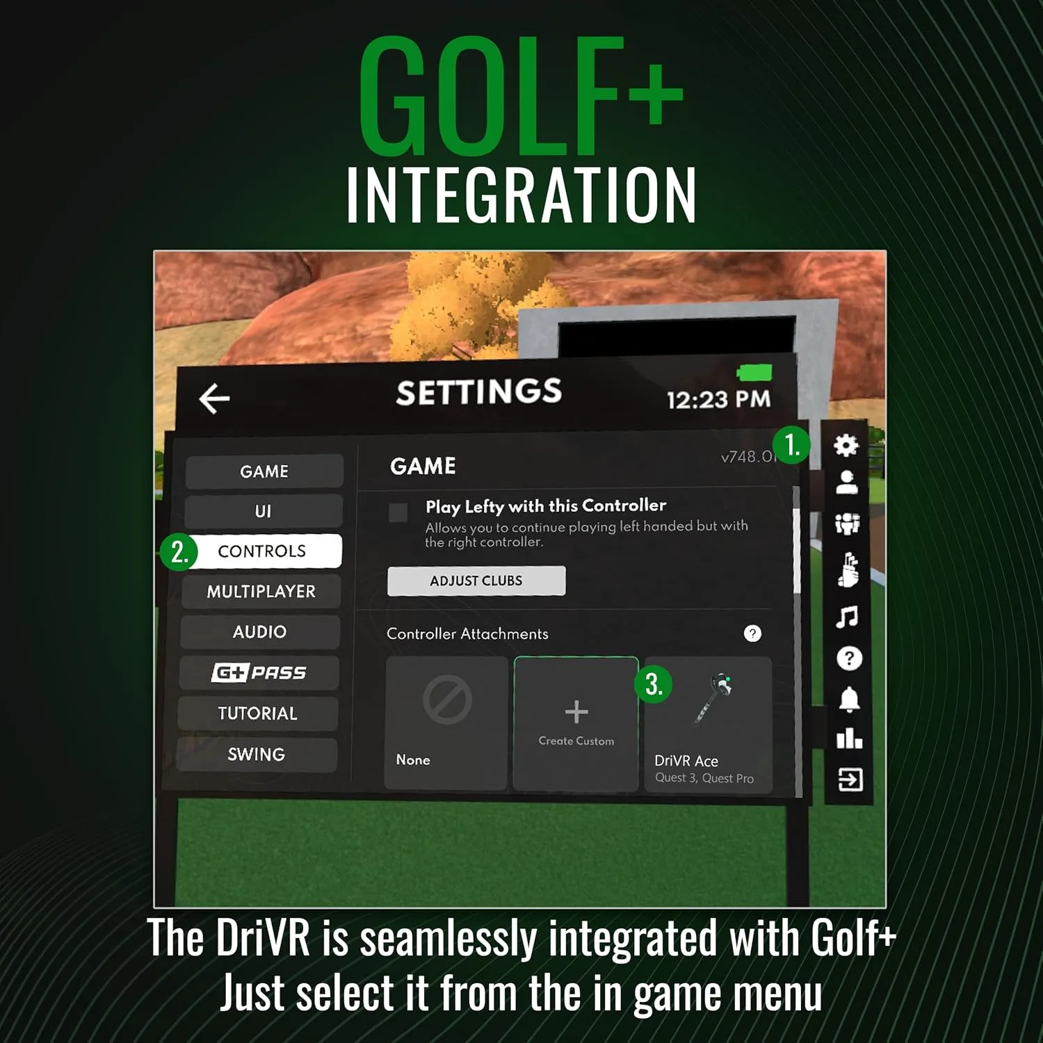 DeadEyeVR - DriVR Ace - Golf Club for Quest - Realistic VR Golf Simulator Handle - Weighted VR Golf Club Grip for Enhanced Play