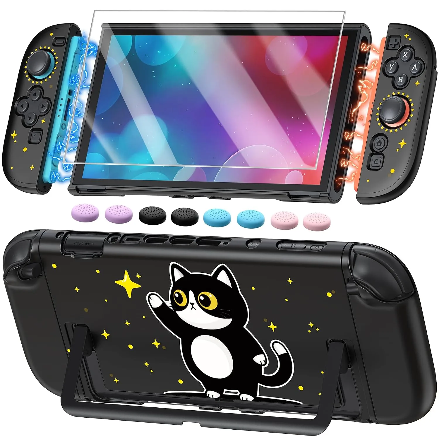 Switch 2 Cute Case,FYOUNG Dockable Cute Cat Hard Shell Cover for Nintendo 2