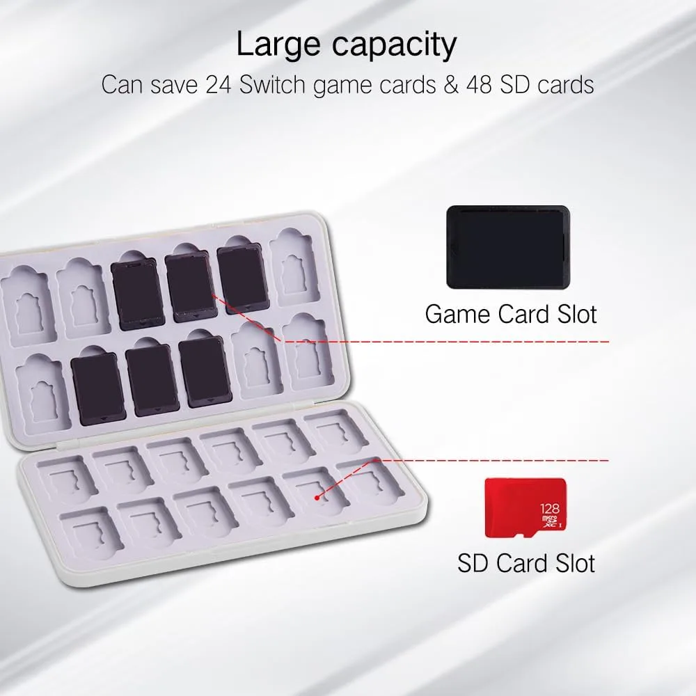 PERFECTSIGHT Switch Game Case Compatible with Nintendo Switch OLED & Switch Lite, 24 Switch Game Holder, Cute Switch Game Card Case Cartridge with 24 Slots Game Card Storag (Red and Purple)