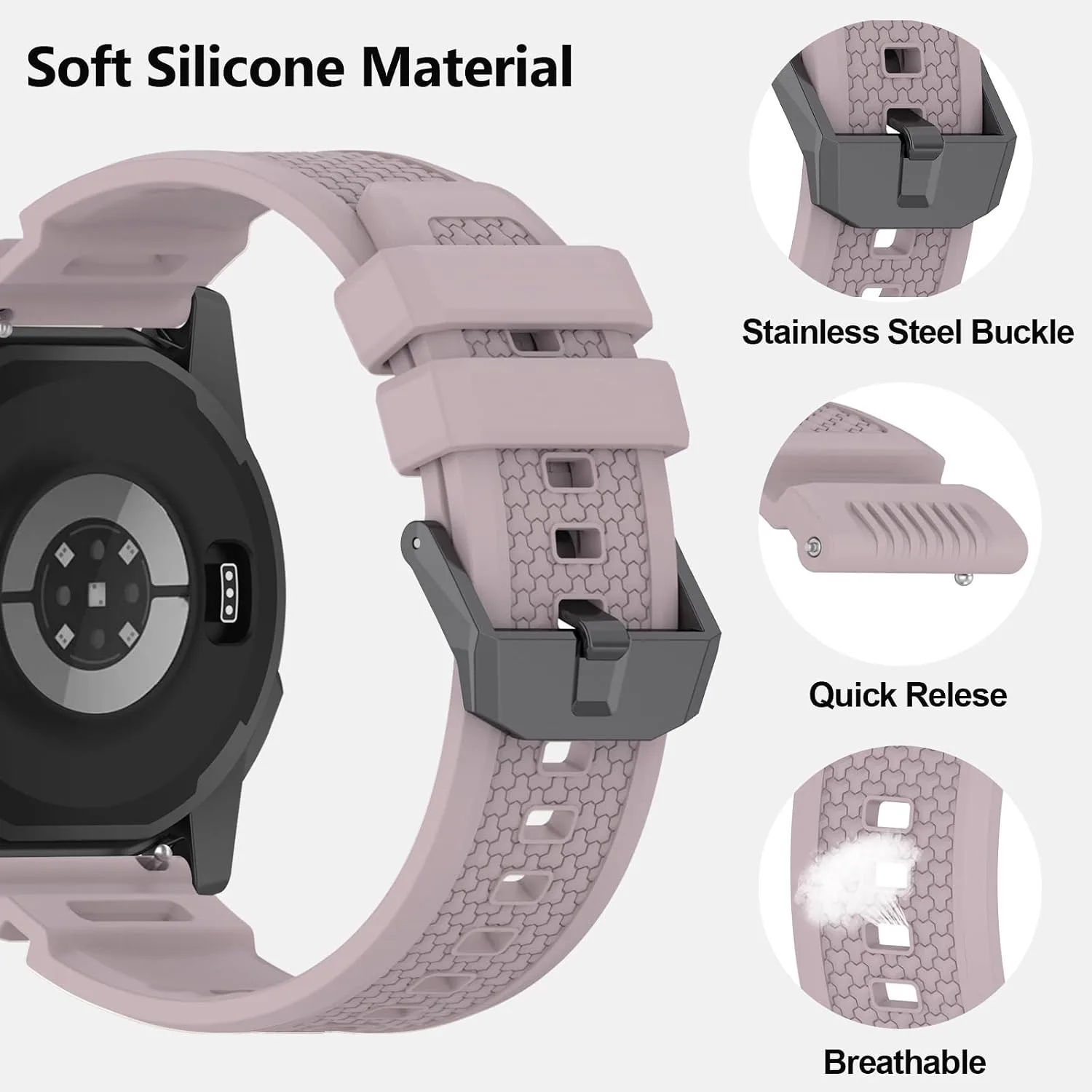 Silicone Strap Compatible with COROS Apex 4 46mm/Nomad, 24mm Band for Garmin Venu X1, Ticwatch Atlas/Pro 5/Pro 5 Enduro, iTOUCH AIR3 Breathable Replacement Bands for Women Men