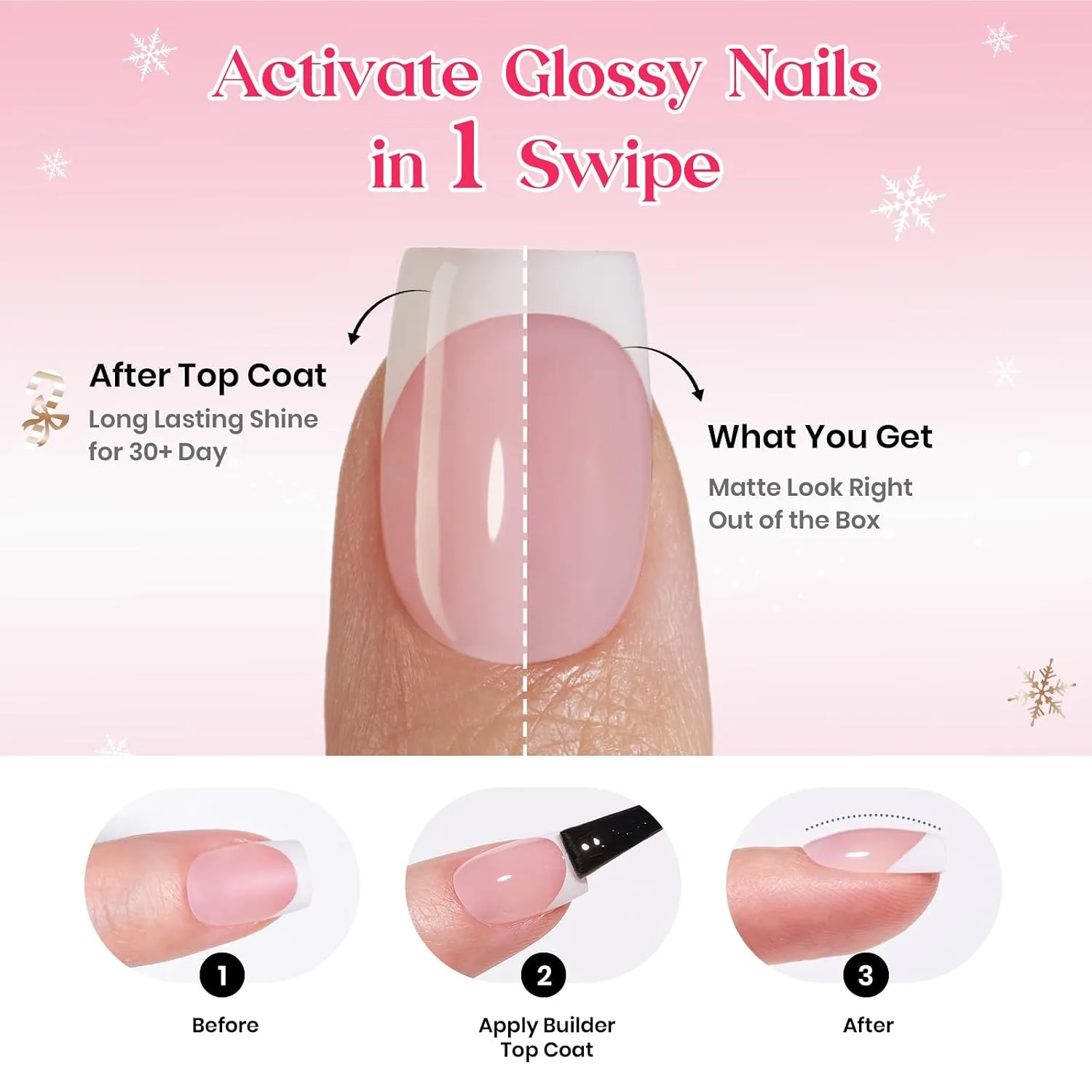 Beetles French Tips Press On Nails - 224 Pcs Short Almond Pink