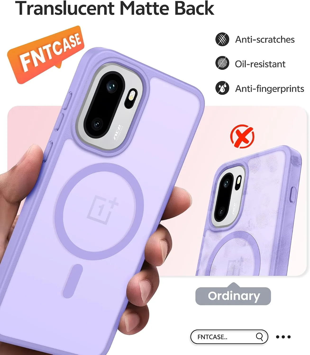 FNTCASE for OnePlus 15R Case, Fit for Magsafe, Screen Protector,Light Purple