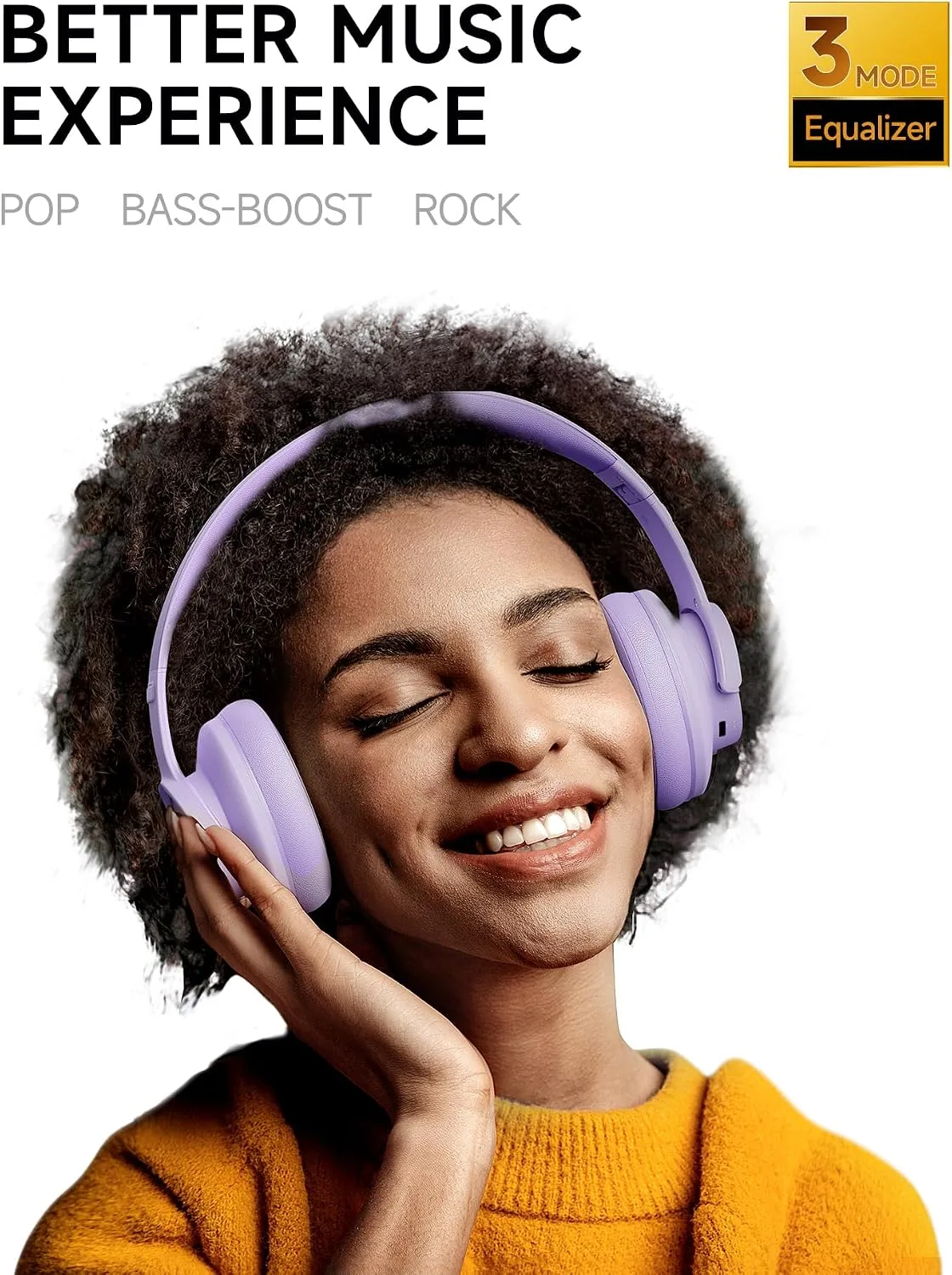 Picun B8 Wireless Bluetooth Headphones, 120H Playtime, 3EQ Modes, Purple