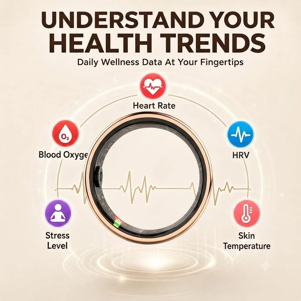 Frosted Glitter Smart Ring, Fitness & Health Tracker for Women Men