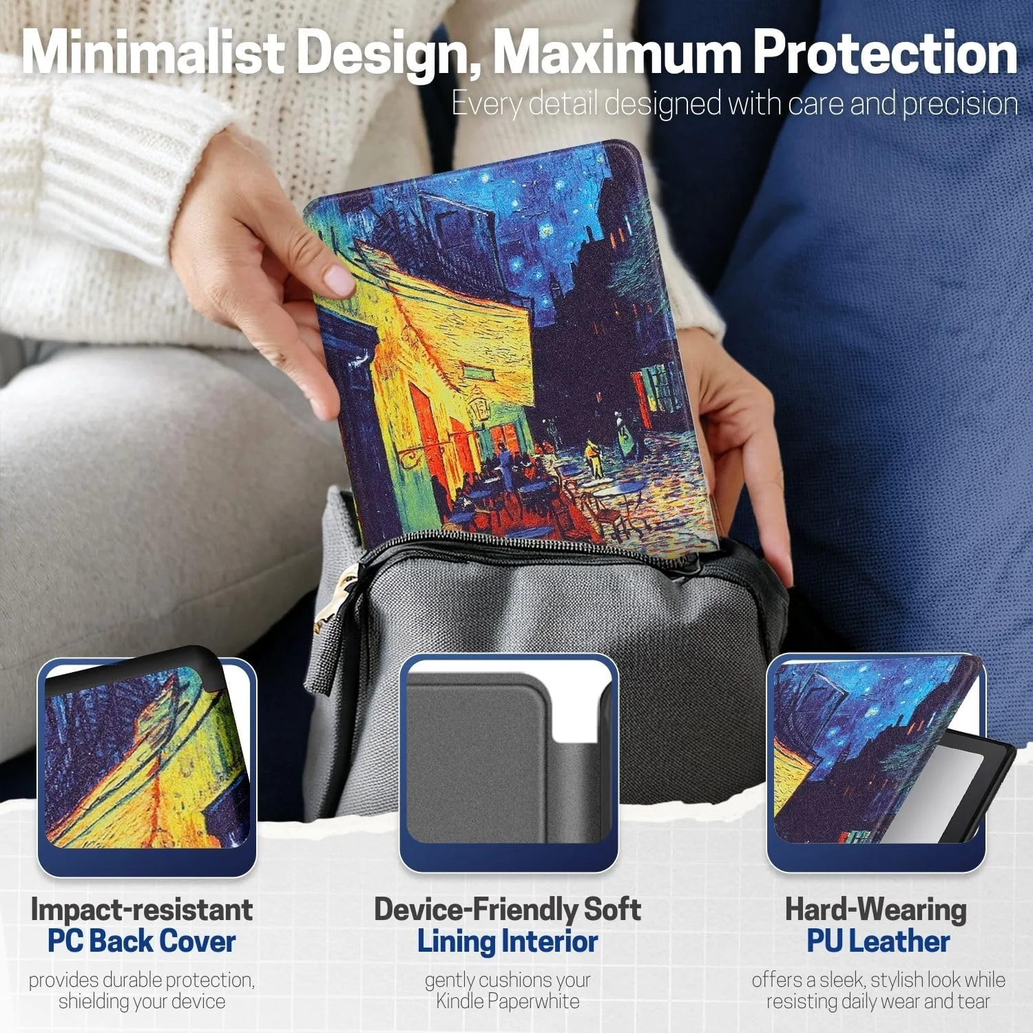 TNP Kindle Paperwhite 12th Gen Case, Colorsoft 7-Inch Cover, Cafe at Night