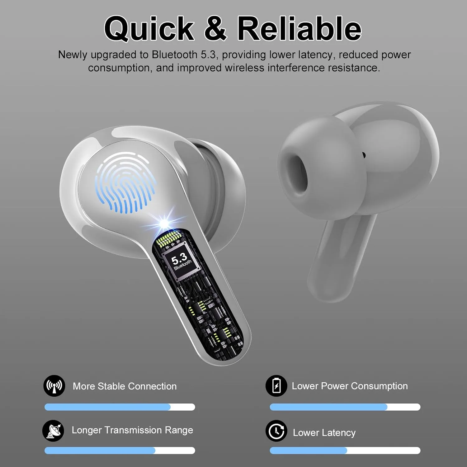 Wireless Earbuds, Bluetooth 5.4 Headphones HiFi Stereo, Bluetooth Earbuds