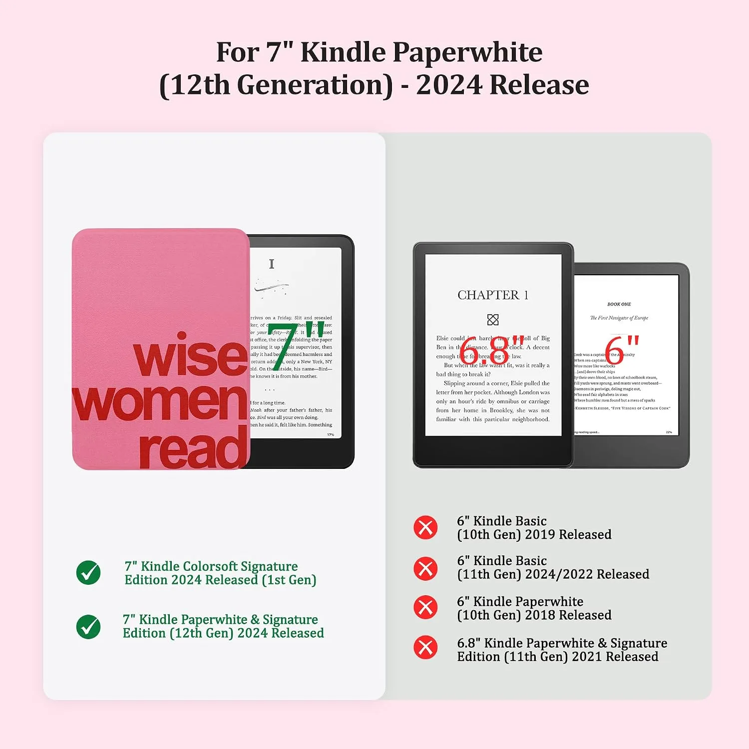 Clear Case for 7'' Kindle Paperwhite 12th Gen 2024 & Colorsoft