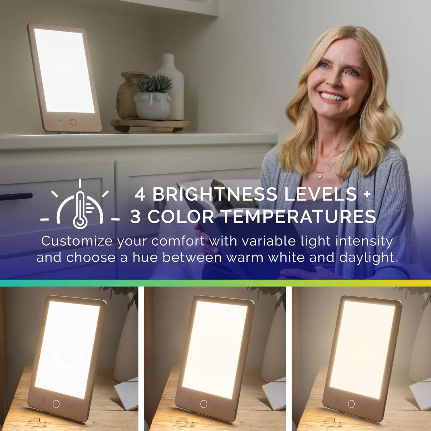 Verilux HappyLight Luxe Light Therapy Lamp, 10,000 Lux, UV-Free LED