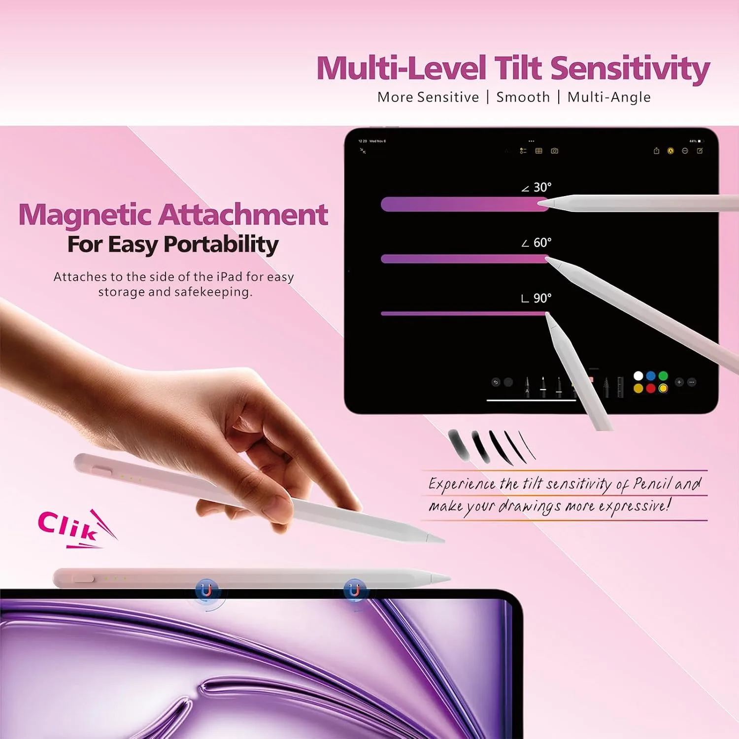 Stylus Pen for iPad,14Mins Fast Charge for Apple Pencil,Palm Rejection,Tilt Sensitivity, Pen for iPad11/10/9/8/7/6, Pro 12.9"/11"/13" M4, Mini 6/5, Air 5/4/3/11"-13" M2/M3 with Polishing Cloth