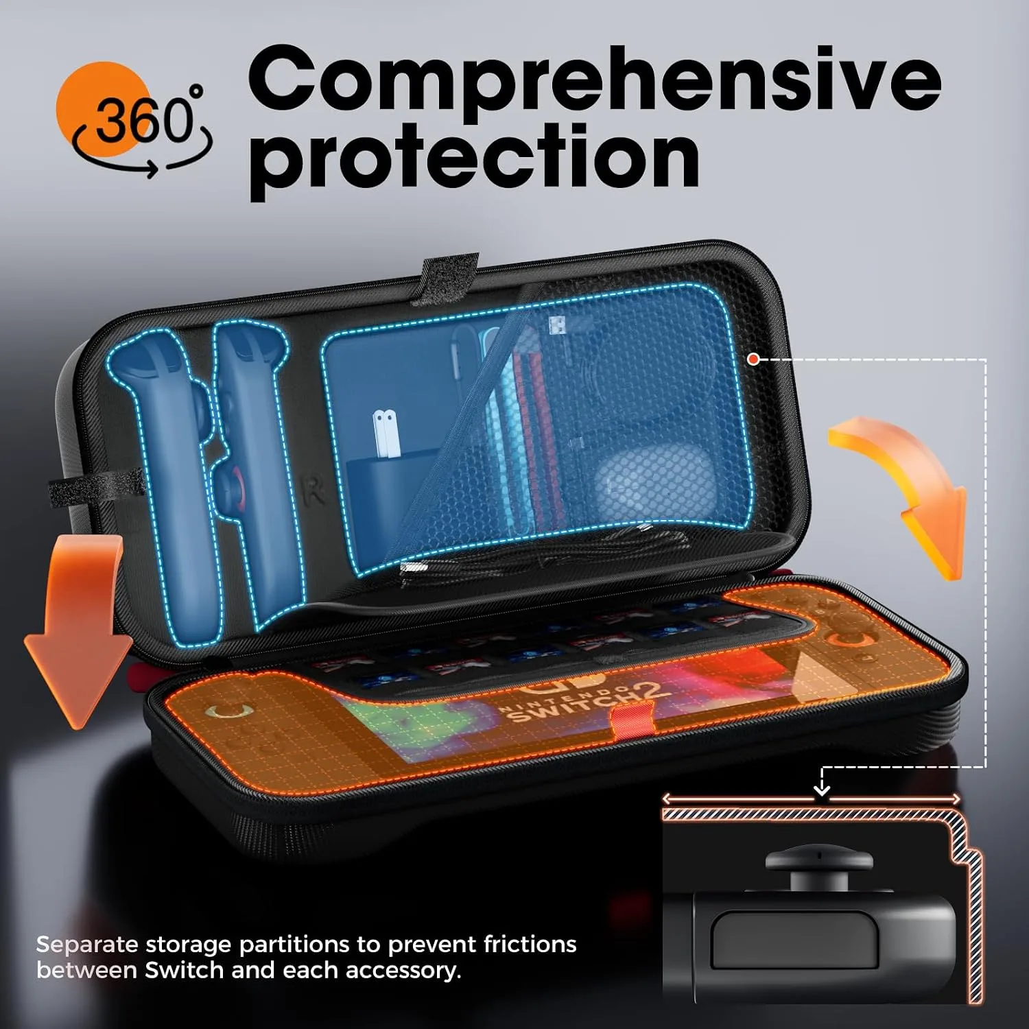 ProCase Large Carrying Case for Nintendo Switch 2, 24 Card Slots - Black