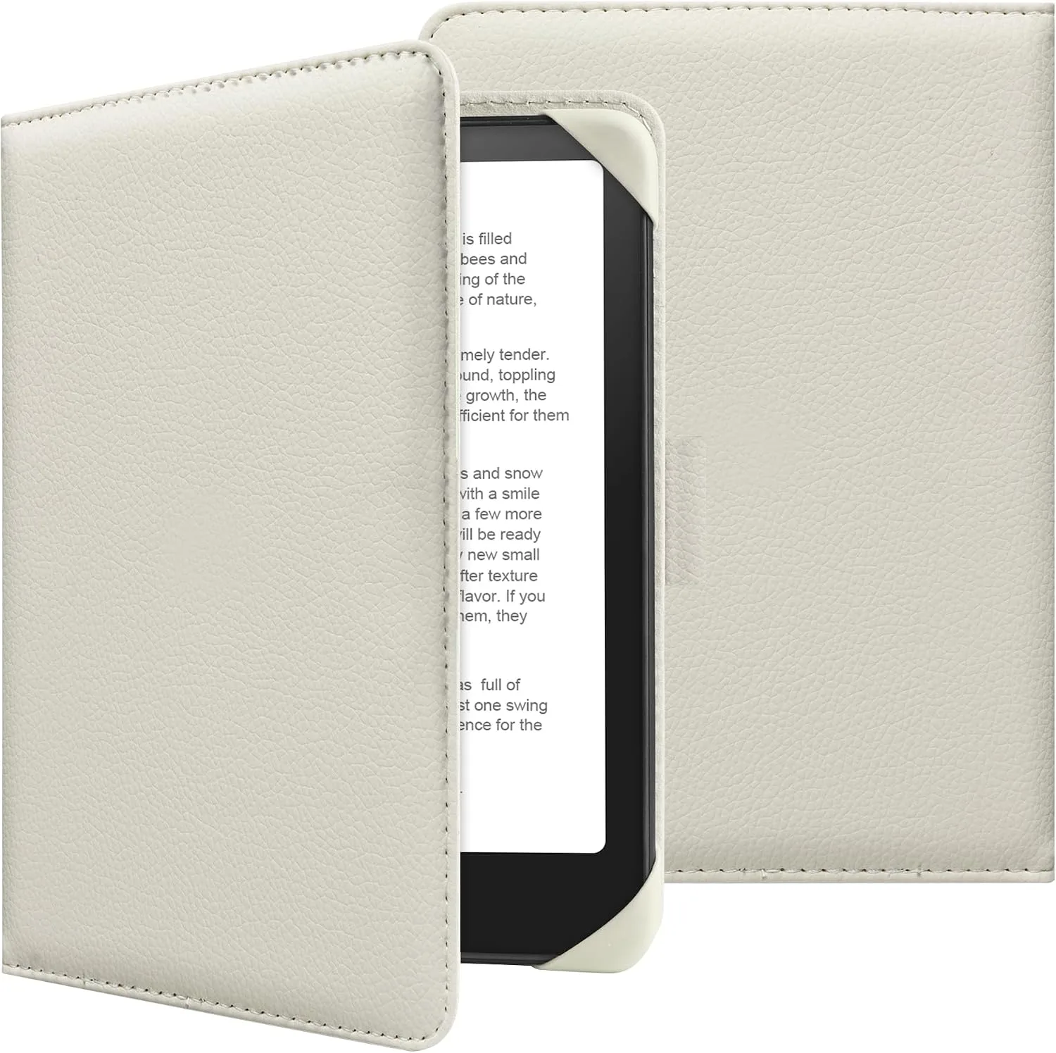 HoYiXi Universal Case for 6-inch Kindle eReader Compatible with Kobo/Voyaga/Pocketbook/Tolino E-Book Reader,6'' eReader Protective Cover with Built-in Card Slot,Rice White