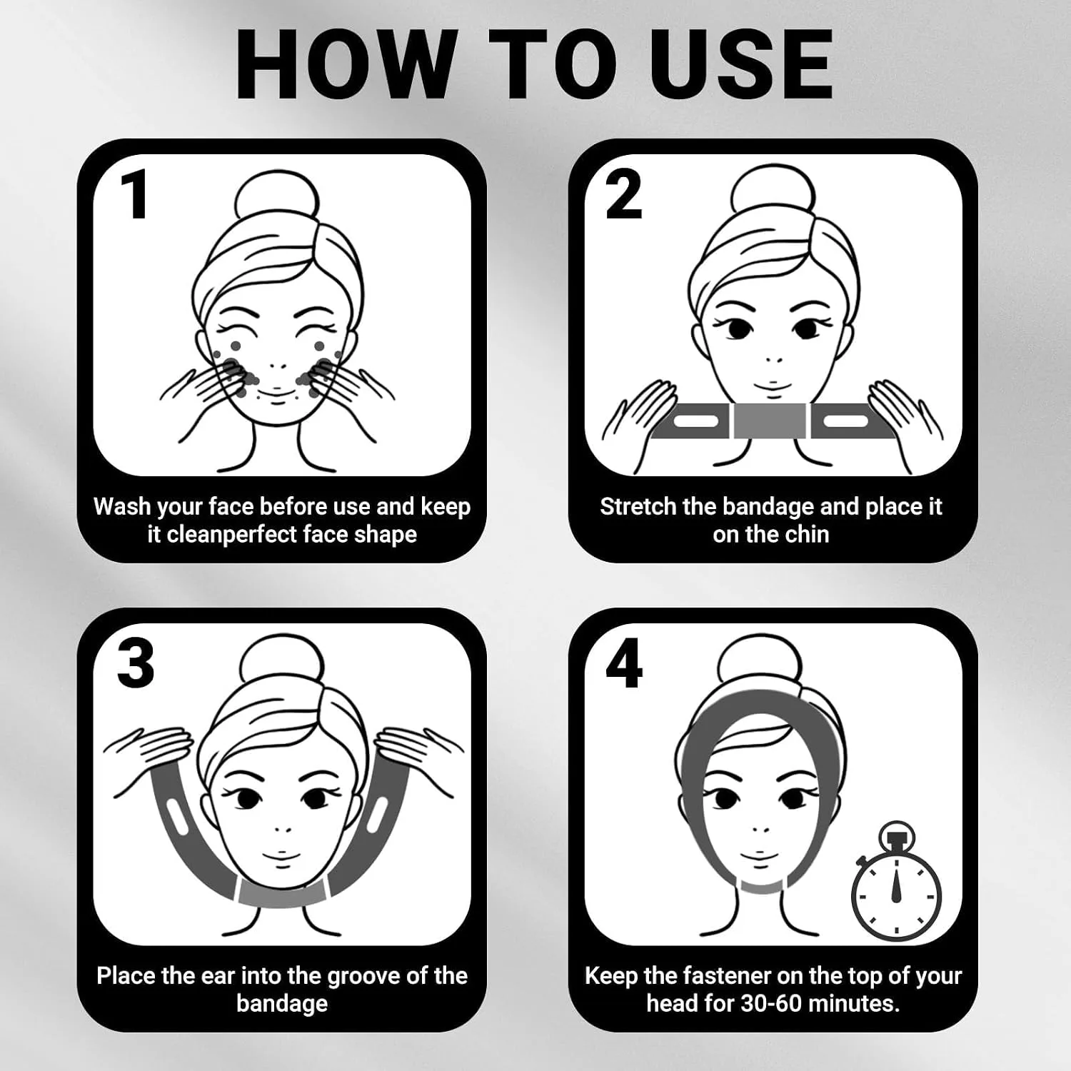 Juskaa Reusable V Line Lifting Mask with Chin Strap for Sleeping,Face Lift Prevent Sagging, Jaw Exerciser,Black,M