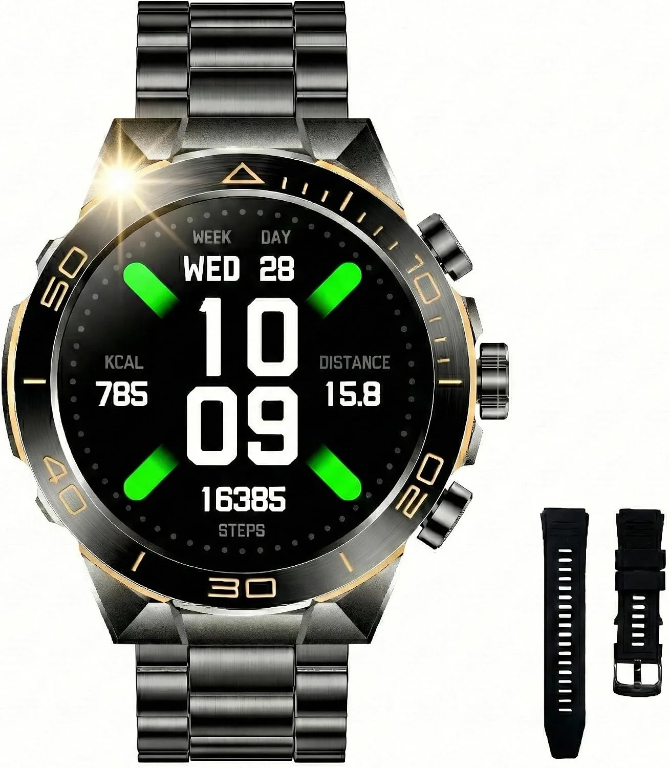 SOUYIE Men's Smart Watch with Bluetooth Call, 1.43" AMOLED Round Dial
