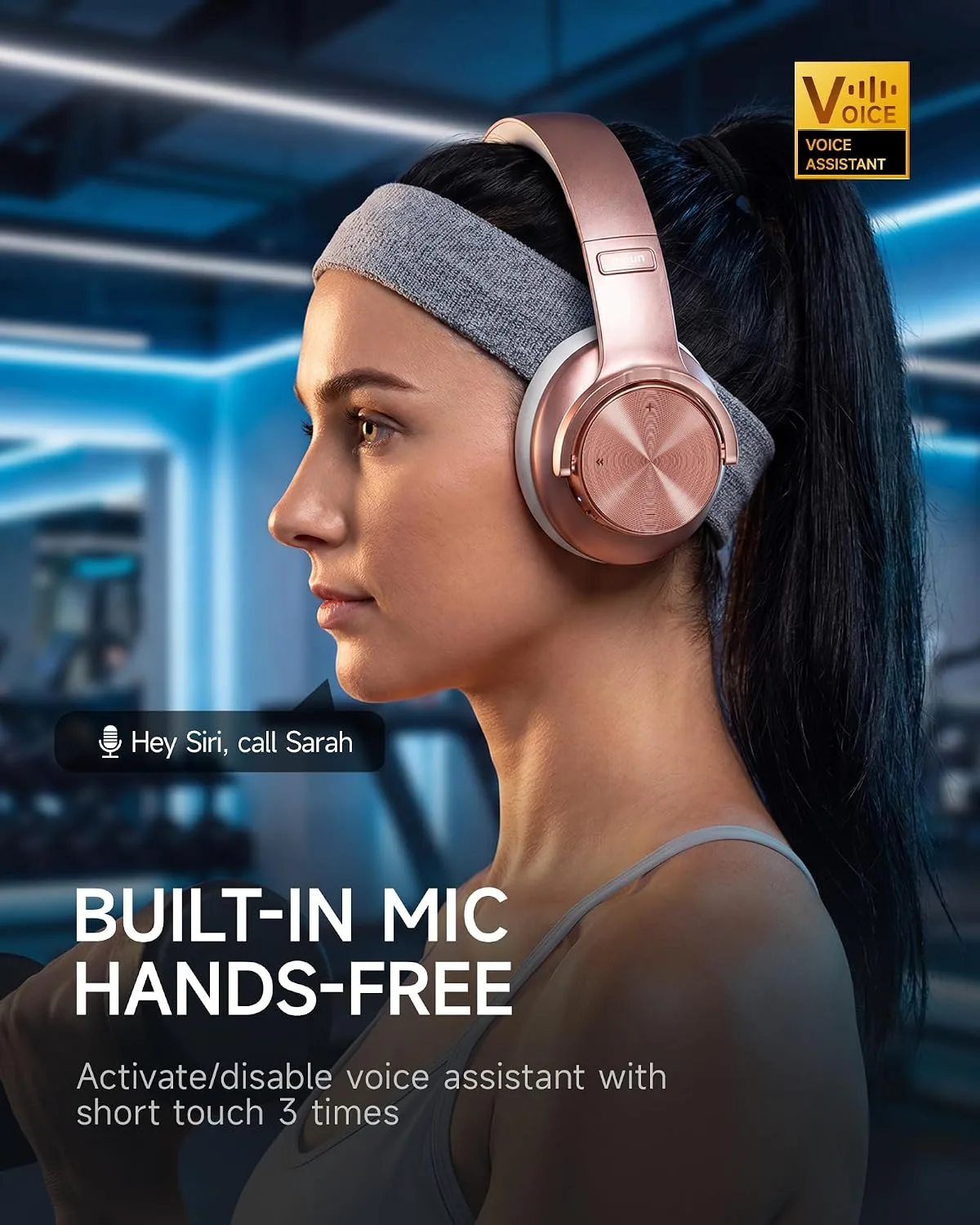 Picun B8 Wireless Bluetooth Headphones, 120H Playtime, 3EQ Modes, Rose Gold